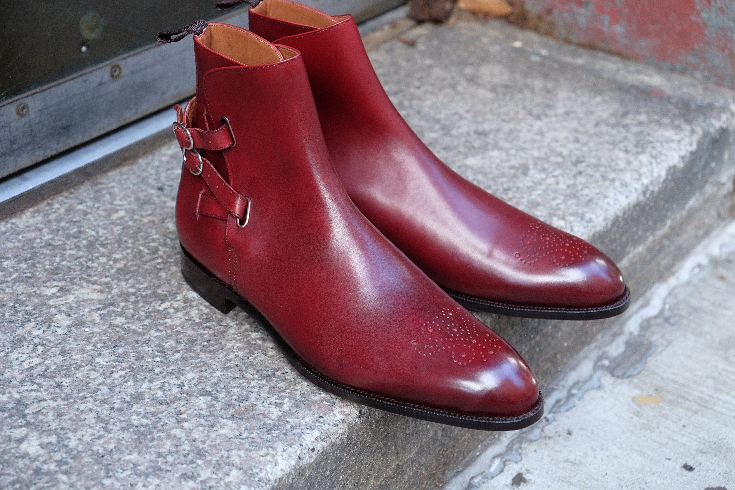 Indianola - MTO - Burgundy Calf - NGT Last - Single Leather Sole-Made To Order Jodhpur Boots-J.FitzPatrick Footwear