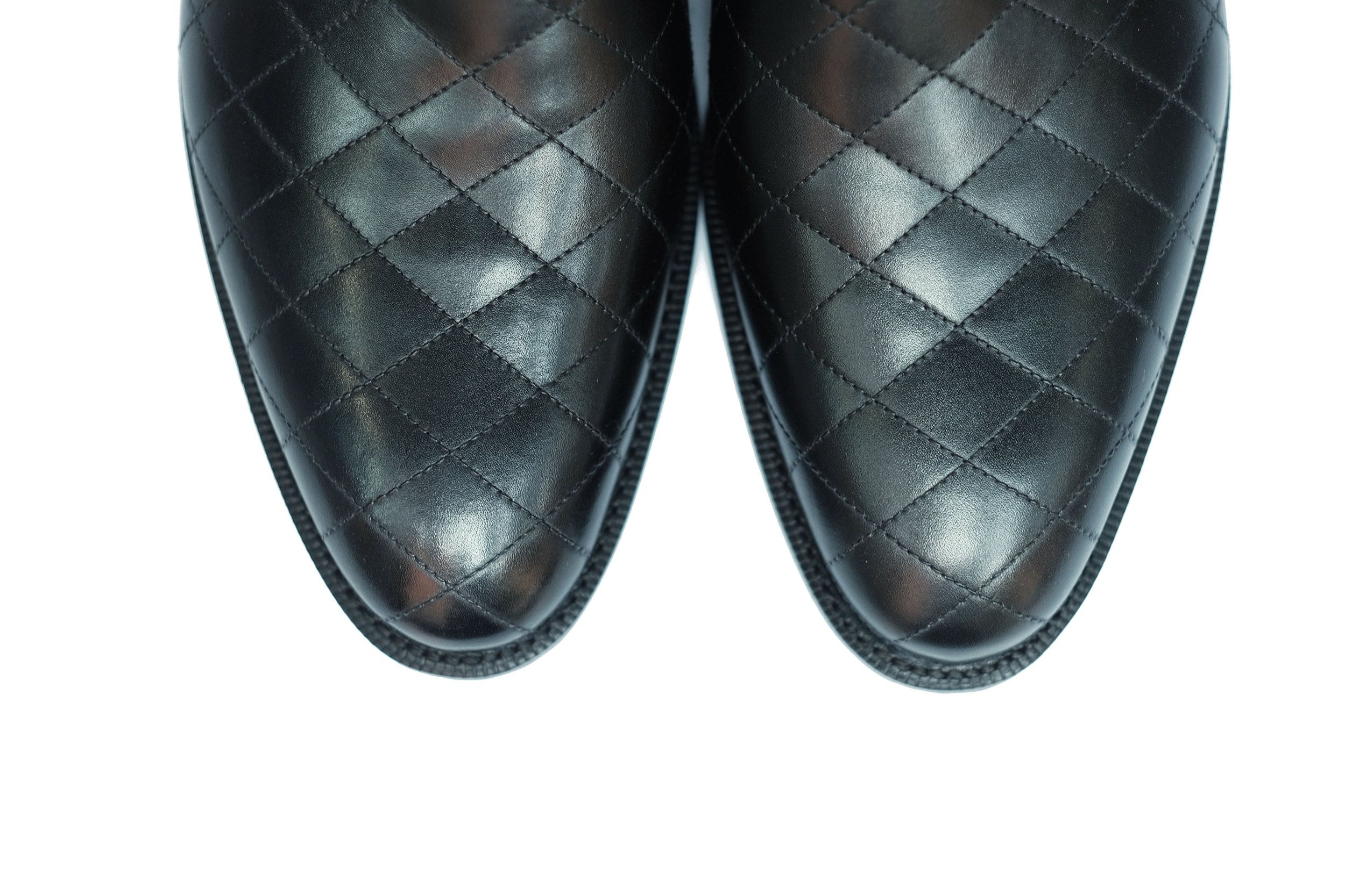 Laurelhurst II - MTO - Quilted Black Calf - TMG Last - Single Leather Sole-Made To Order Slipper Loafer Quilted Leather-J.FitzPatrick Footwear