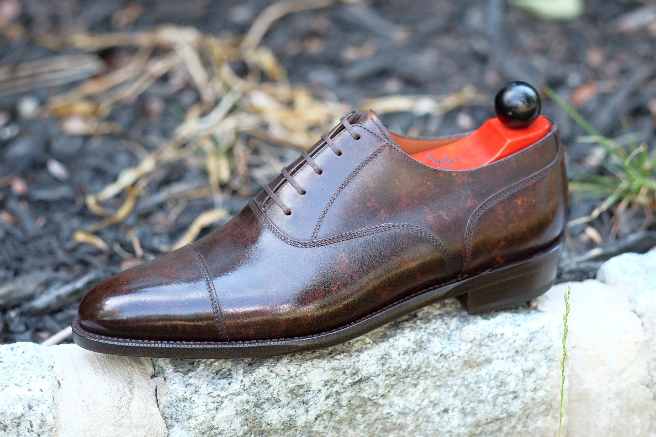Magnolia - Dark Brown Marble Patina - PRE ORDER-Captoe Cap Toe Oxfords-J.FitzPatrick Footwear