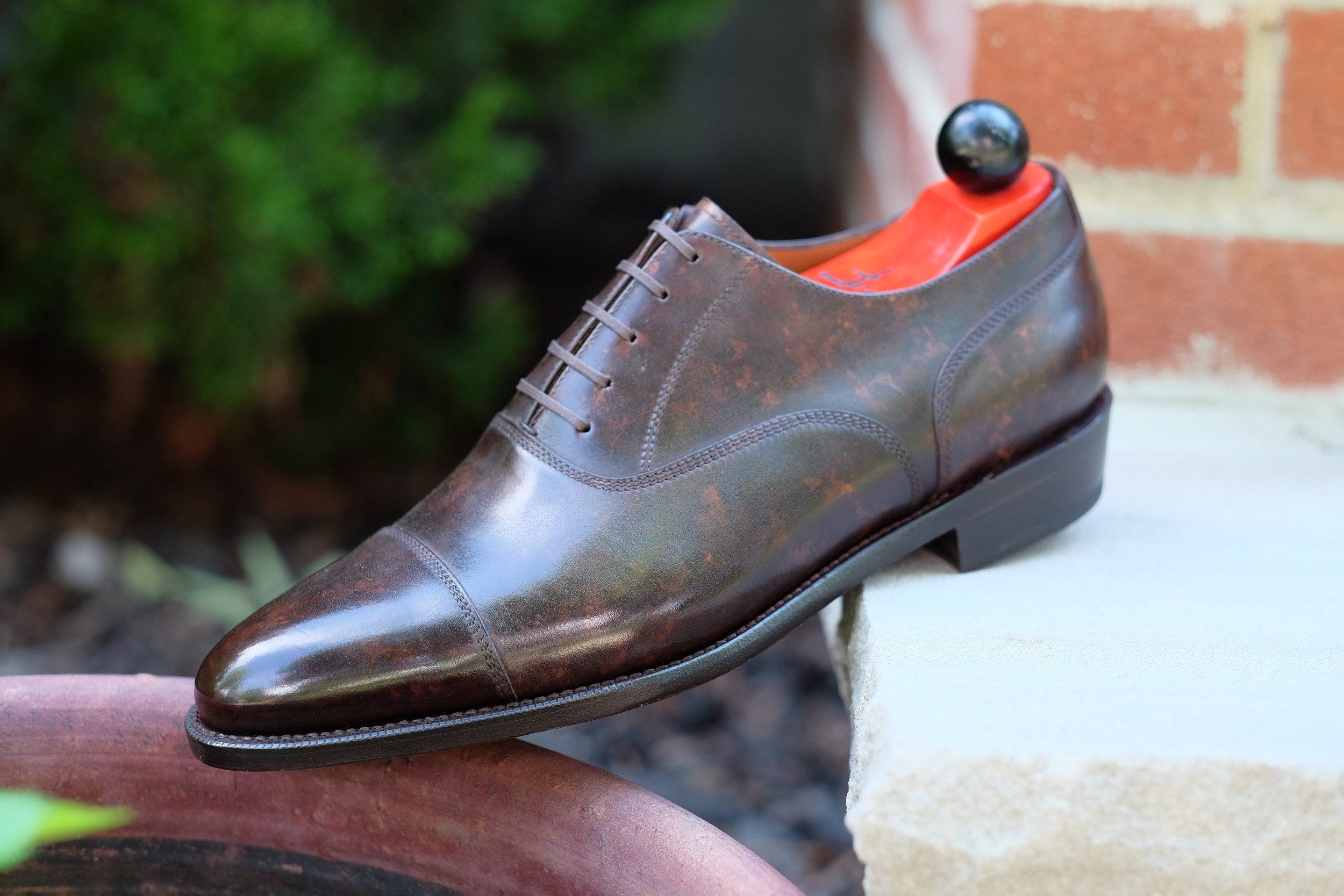 Magnolia - Dark Brown Marble Patina - PRE ORDER-Captoe Cap Toe Oxfords-J.FitzPatrick Footwear