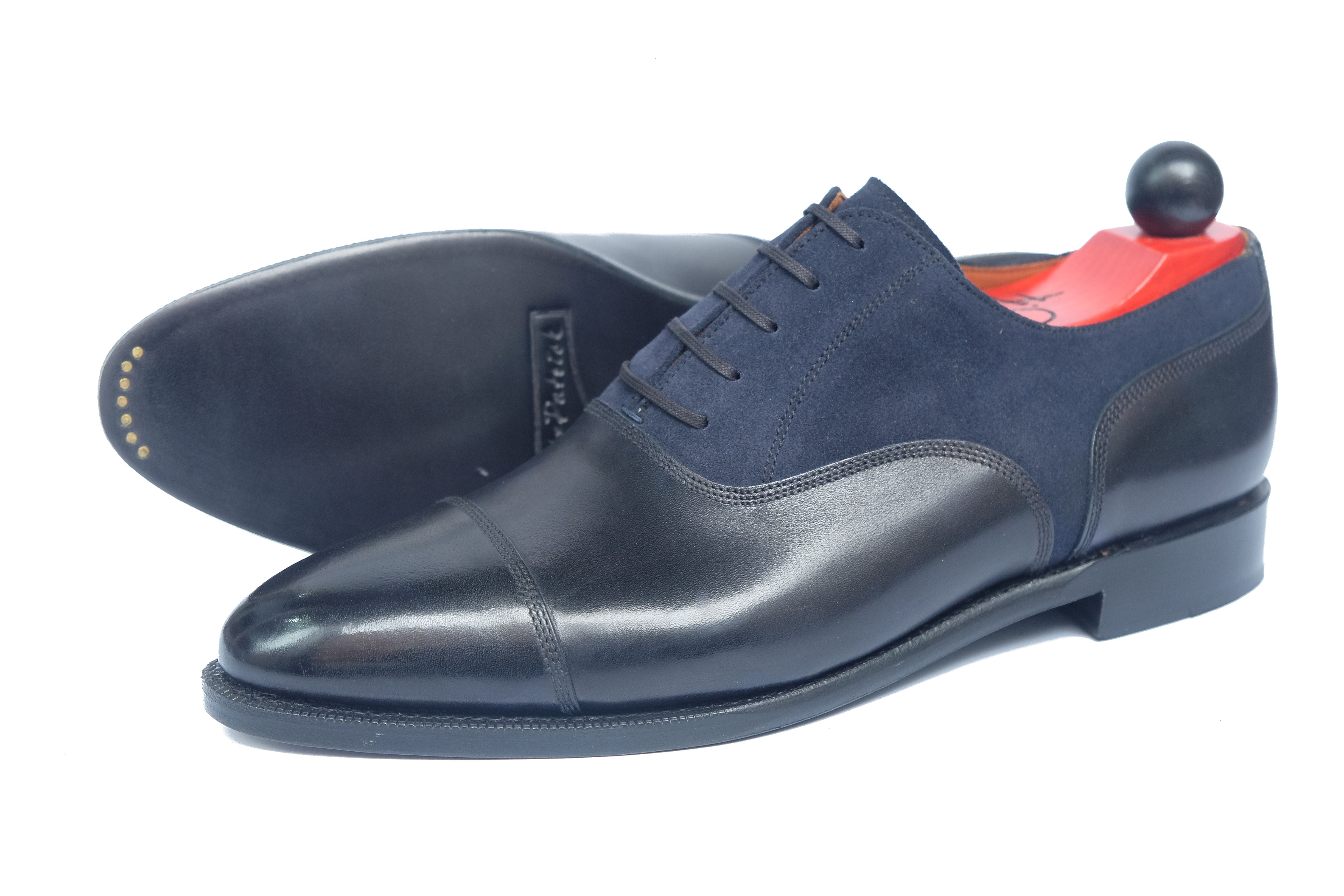 Magnolia - MTO - Navy Museum Calf / Navy Suede - TMG Last - Single Leather Sole-Made To Order Classic Captoe Cap Toe Oxfords-J.FitzPatrick Footwear
