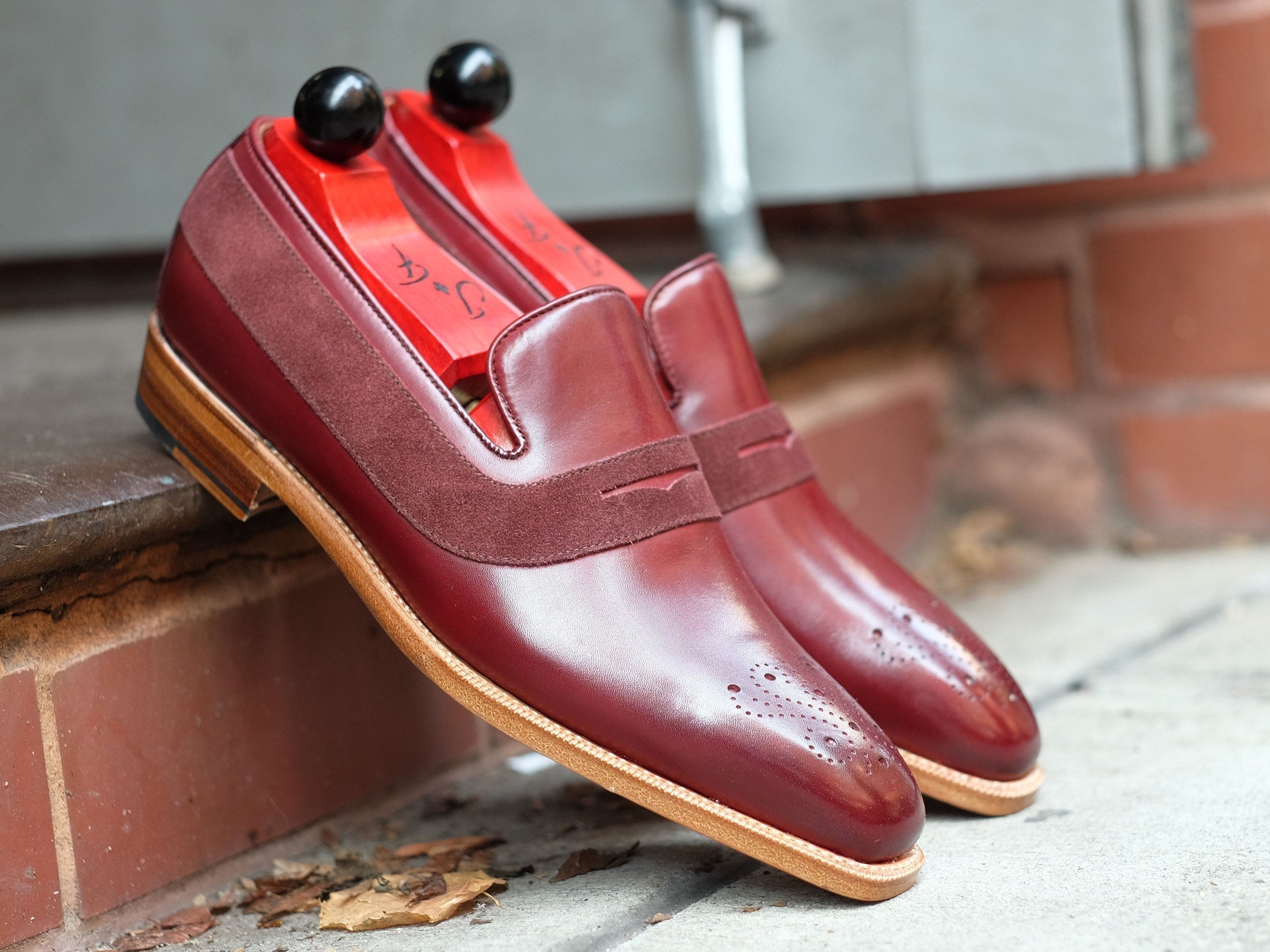 Marcos - MTO - Burgundy Calf / Burgundy Suede - LPB Last - Single Leather Sole-Made To Order Strap Loafer-J.FitzPatrick Footwear
