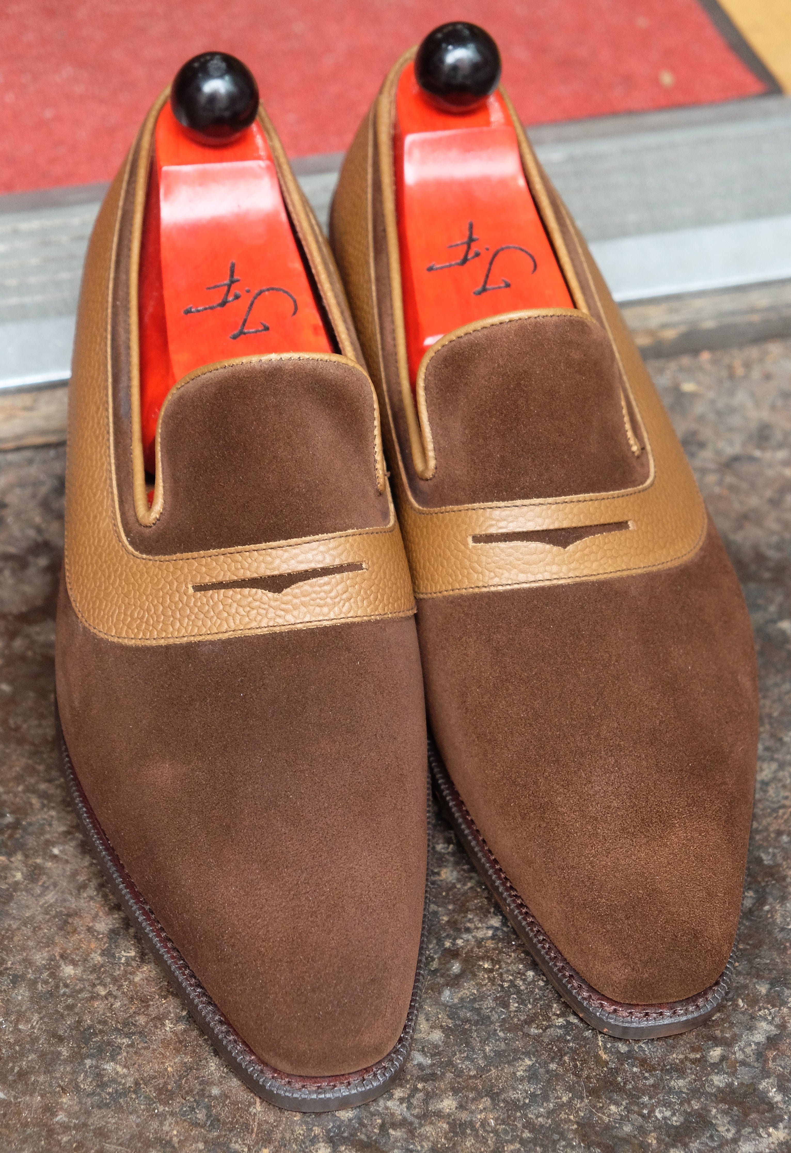 Marcos - MTO - Dark Brown Suede / Taupe Sotchgrain - LPB Last - Single Leather Sole-Made To Order Strap Loafer-J.FitzPatrick Footwear