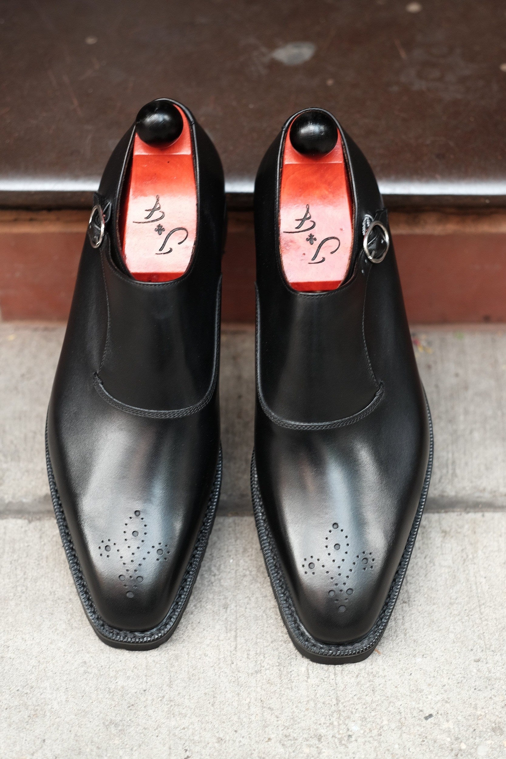 Martel - MTO - Black Calf-Made To Order Single Monkstrap Medallion-J.FitzPatrick Footwear