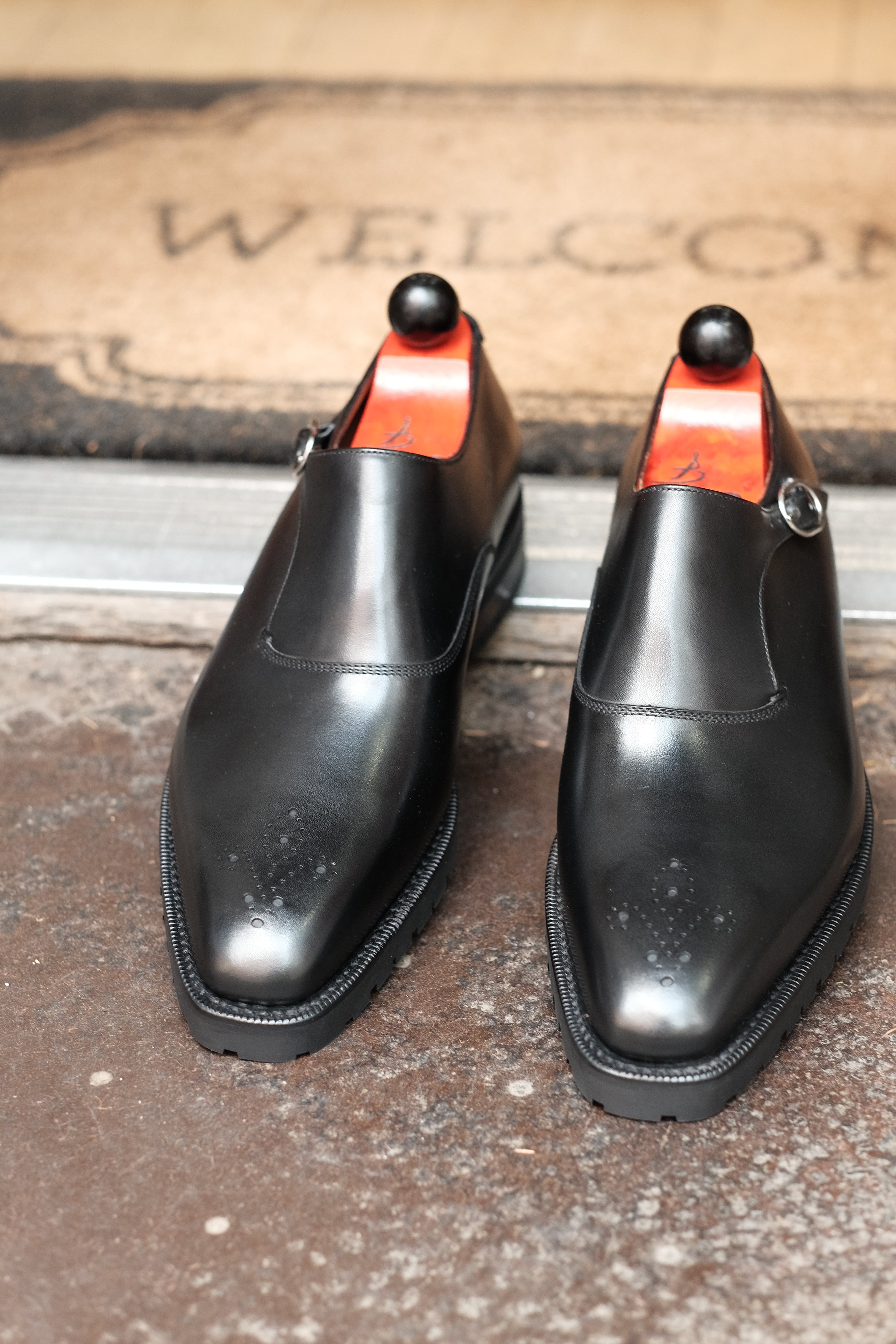 Martel - MTO - Black Calf-Made To Order Single Monkstrap Medallion-J.FitzPatrick Footwear