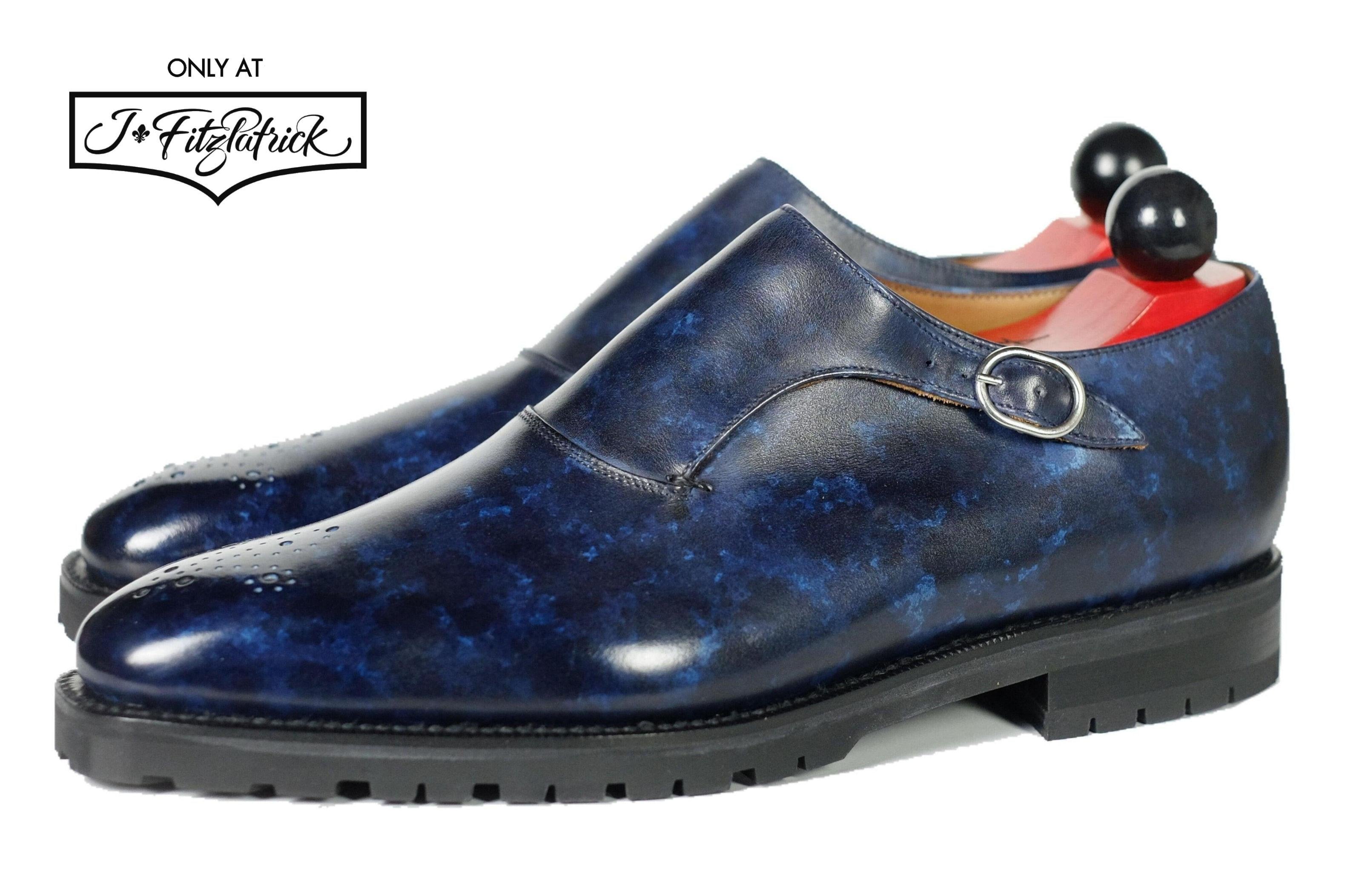 Martel - Navy Marble Patina - PRE ORDER-Single Monk Straps Monkstraps-J.FitzPatrick Footwear