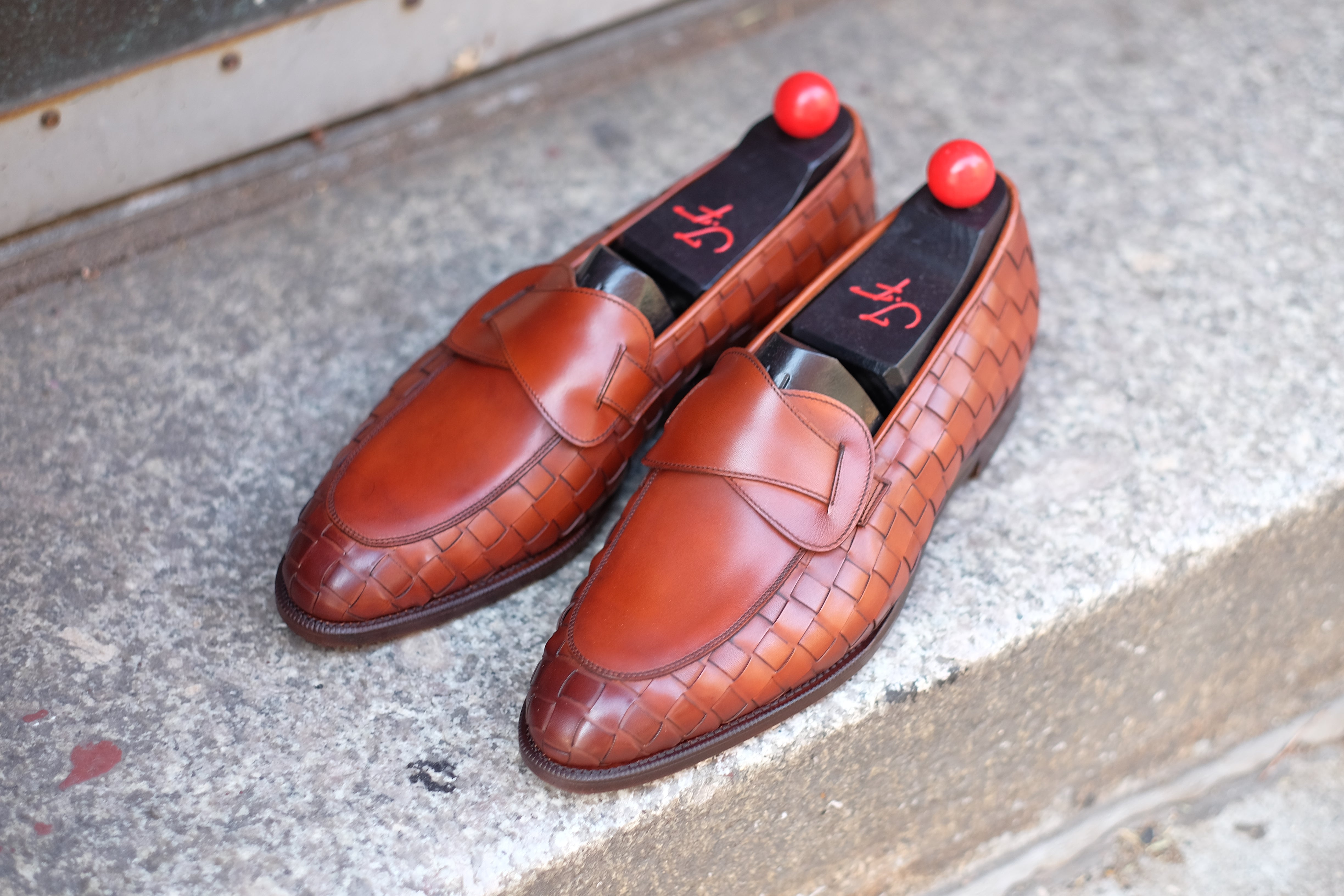 Meridian - MTO - Braided Auburn Calf / Auburn Calf - TMG Last - Single Leather Sole-Made To Order Butterfly Loafer-J.FitzPatrick Footwear