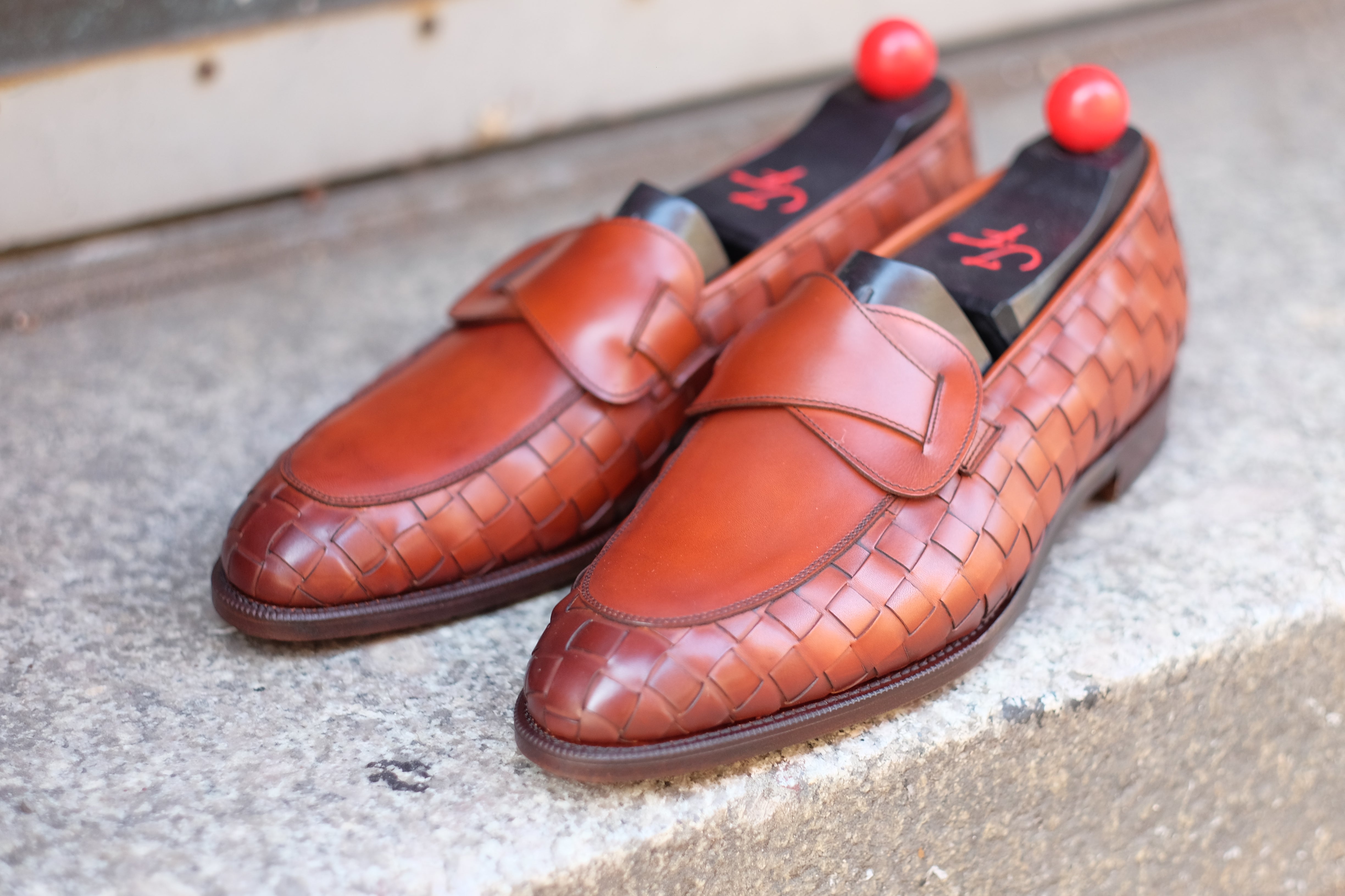 Meridian - MTO - Braided Auburn Calf / Auburn Calf - TMG Last - Single Leather Sole-Made To Order Butterfly Loafer-J.FitzPatrick Footwear