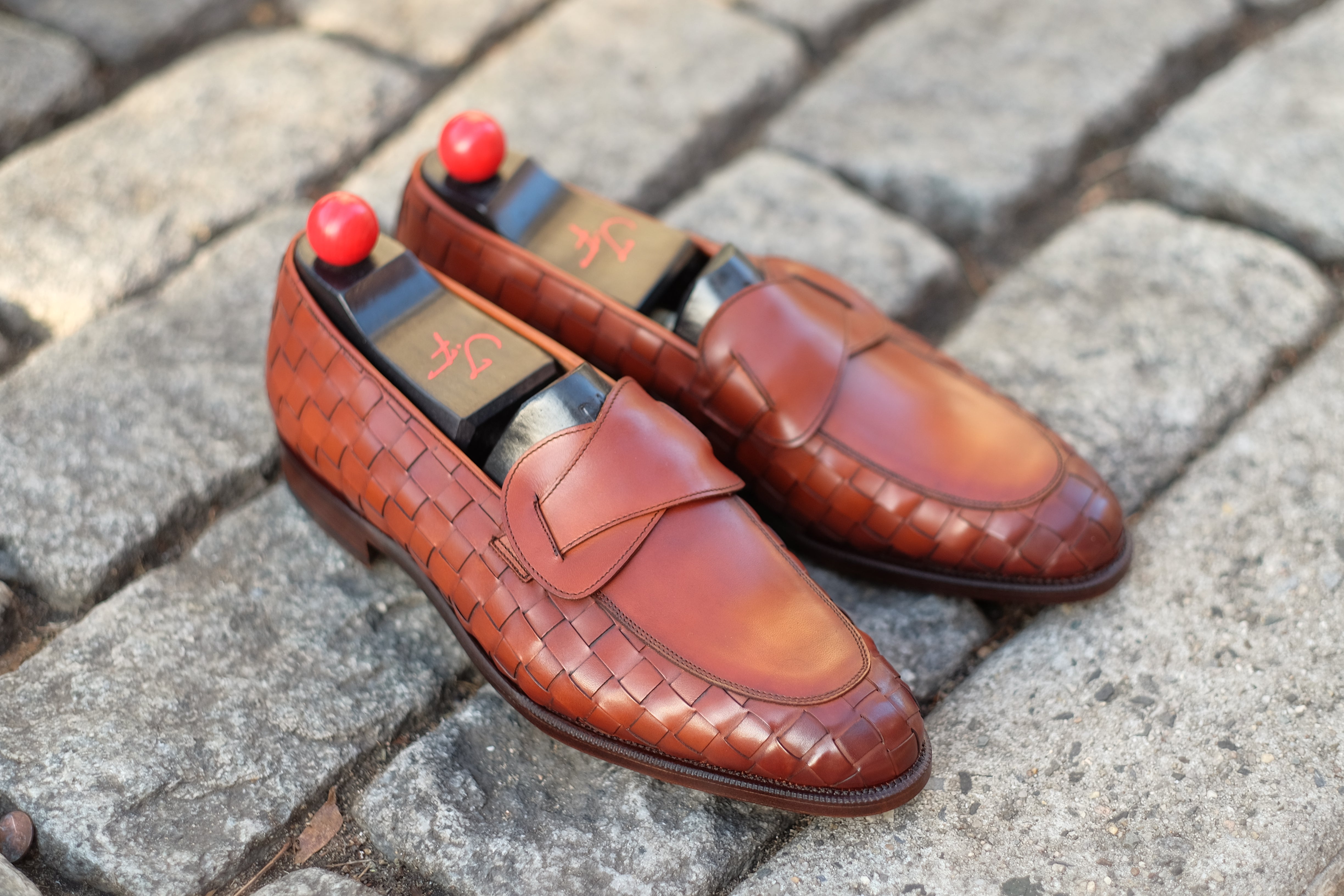 Meridian - MTO - Braided Auburn Calf / Auburn Calf - TMG Last - Single Leather Sole-Made To Order Butterfly Loafer-J.FitzPatrick Footwear