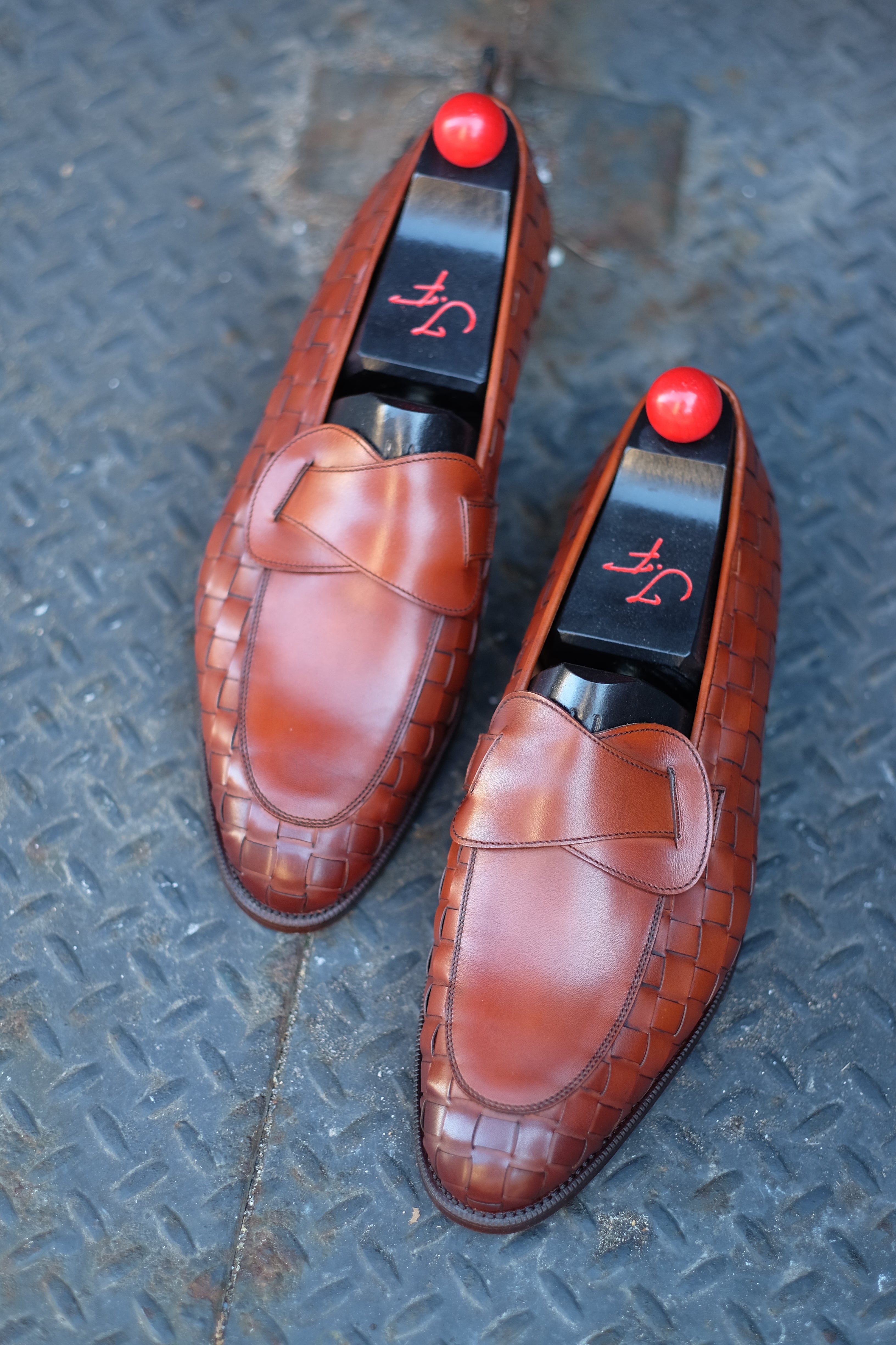 Meridian - MTO - Braided Auburn Calf / Auburn Calf - TMG Last - Single Leather Sole-Made To Order Butterfly Loafer-J.FitzPatrick Footwear