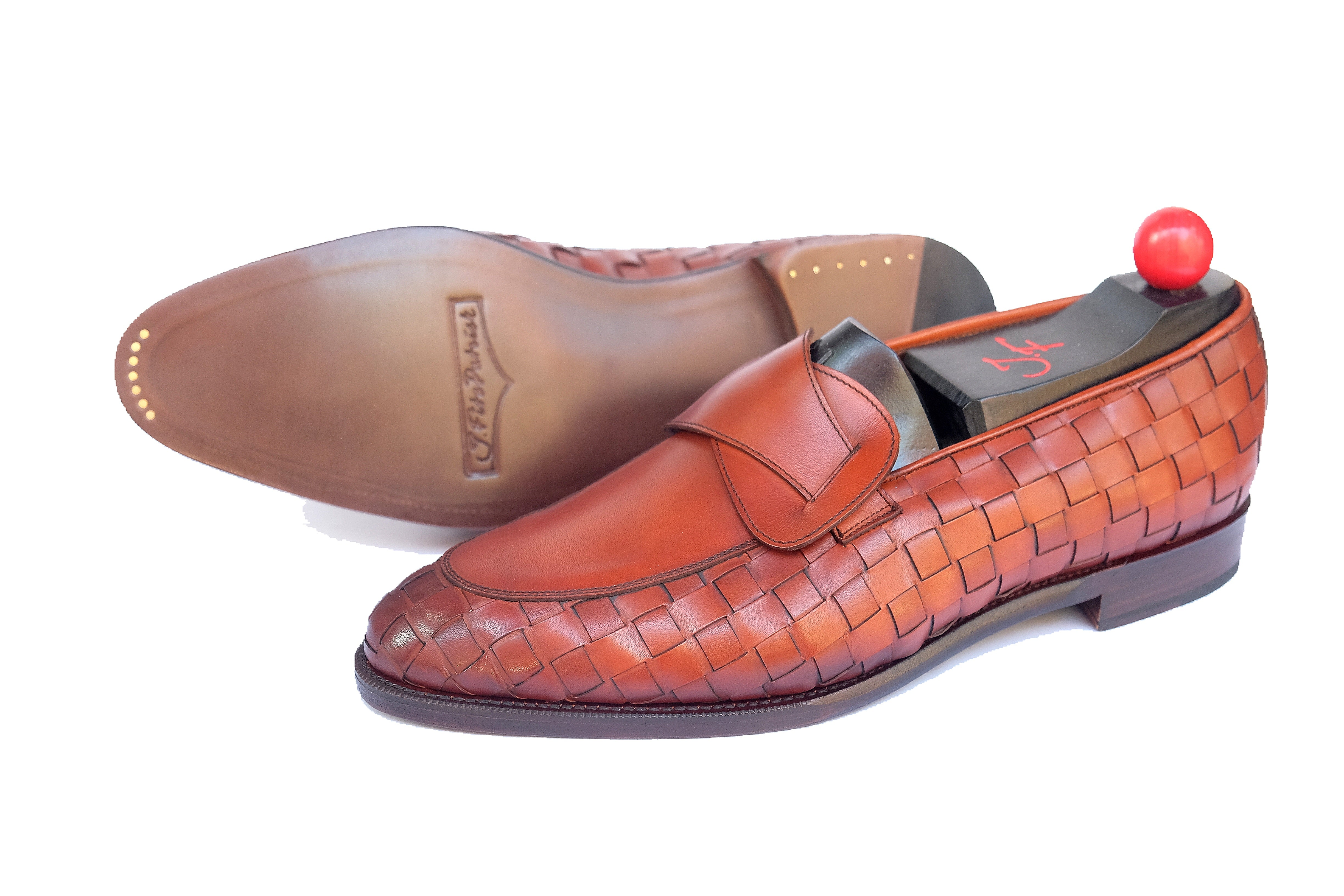 Meridian - MTO - Braided Auburn Calf / Auburn Calf - TMG Last - Single Leather Sole-Made To Order Butterfly Loafer-J.FitzPatrick Footwear
