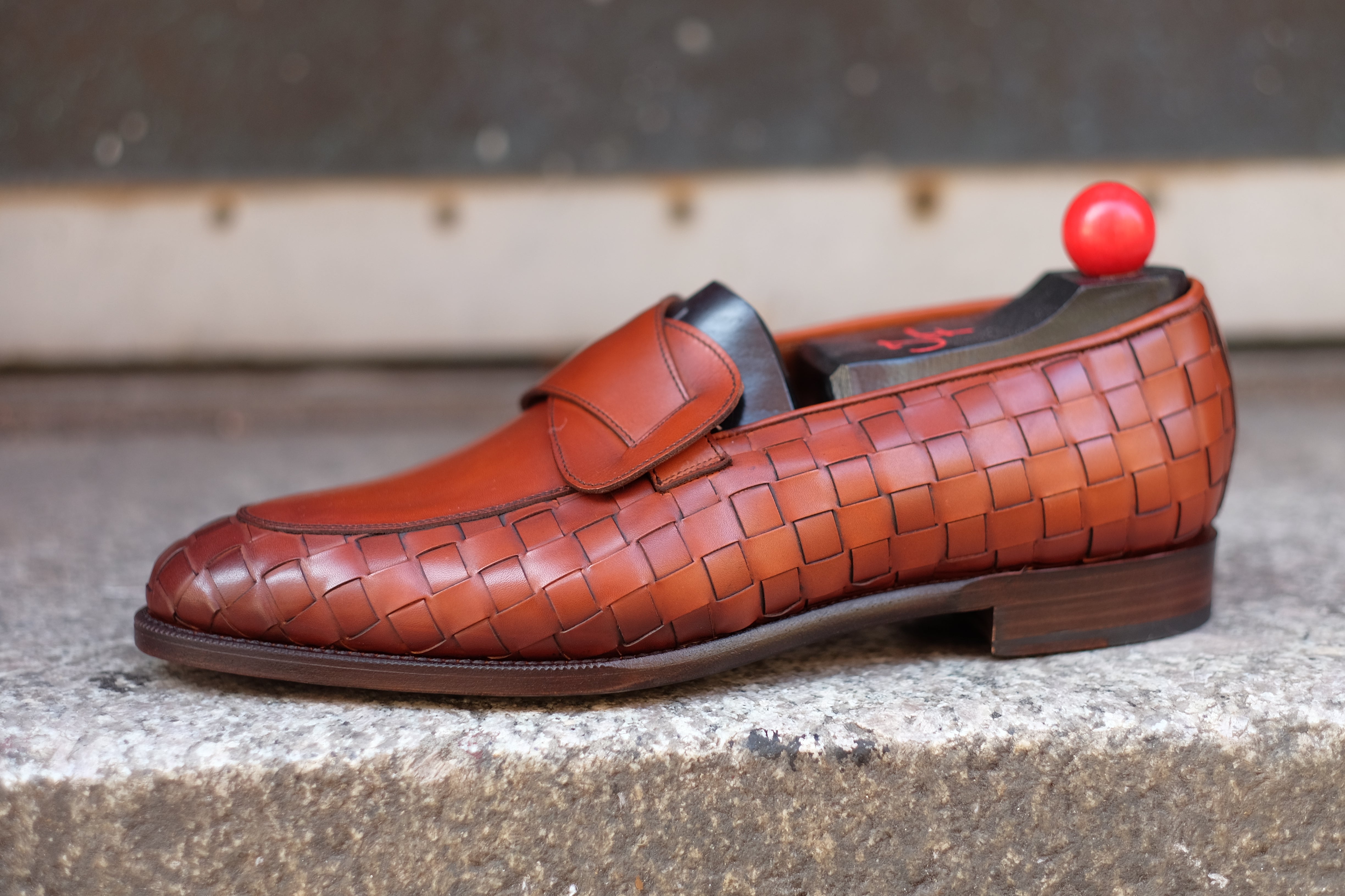 Meridian - MTO - Braided Auburn Calf / Auburn Calf - TMG Last - Single Leather Sole-Made To Order Butterfly Loafer-J.FitzPatrick Footwear