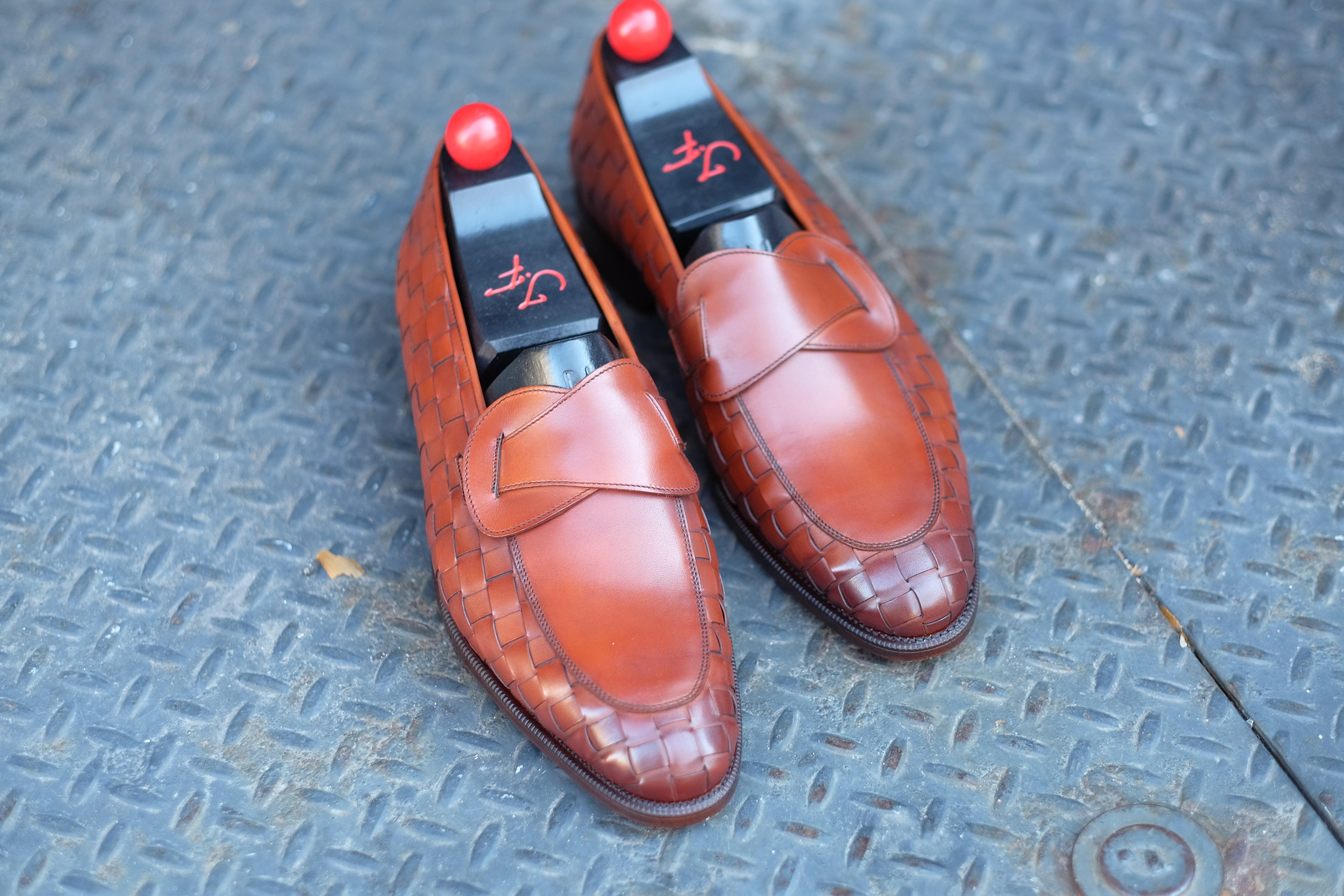 Meridian - MTO - Braided Auburn Calf / Auburn Calf - TMG Last - Single Leather Sole-Made To Order Butterfly Loafer-J.FitzPatrick Footwear