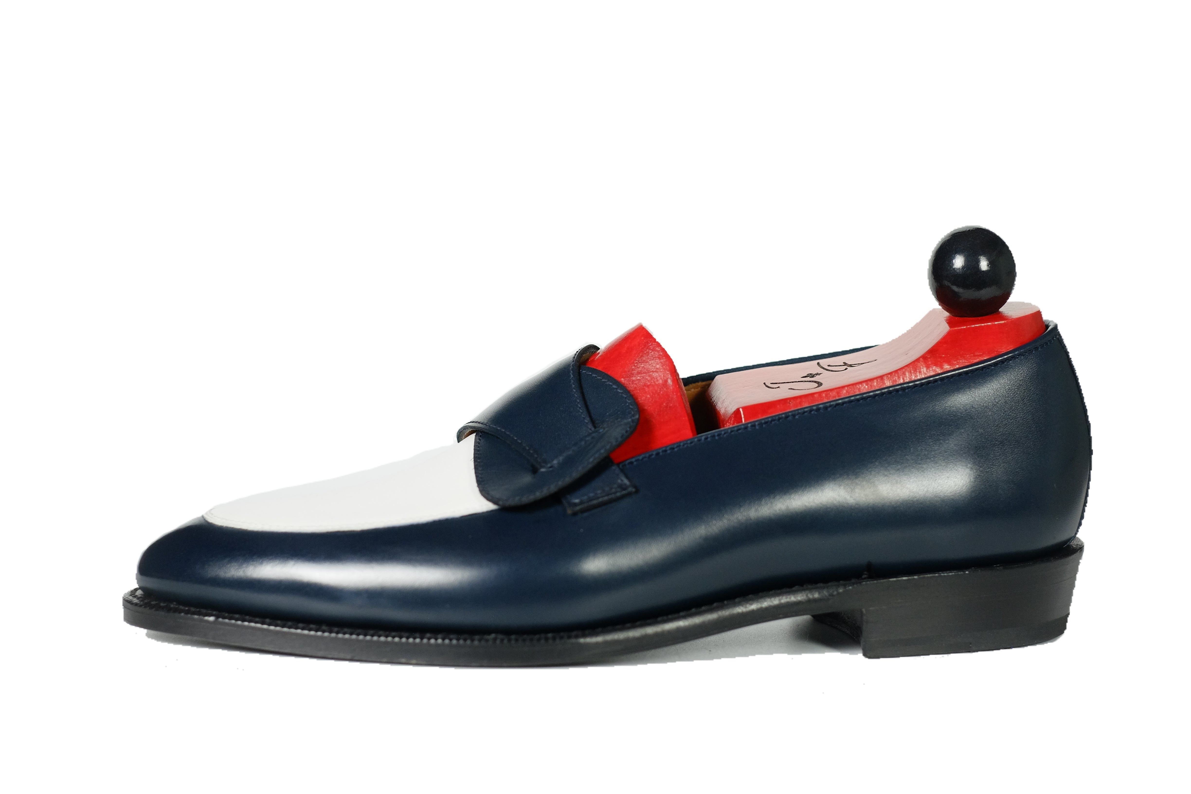Meridian - MTO - Midnight Calf / White Calf - TMG Last - Single Leather Sole-Made To Order Butterfly Loafer-J.FitzPatrick Footwear