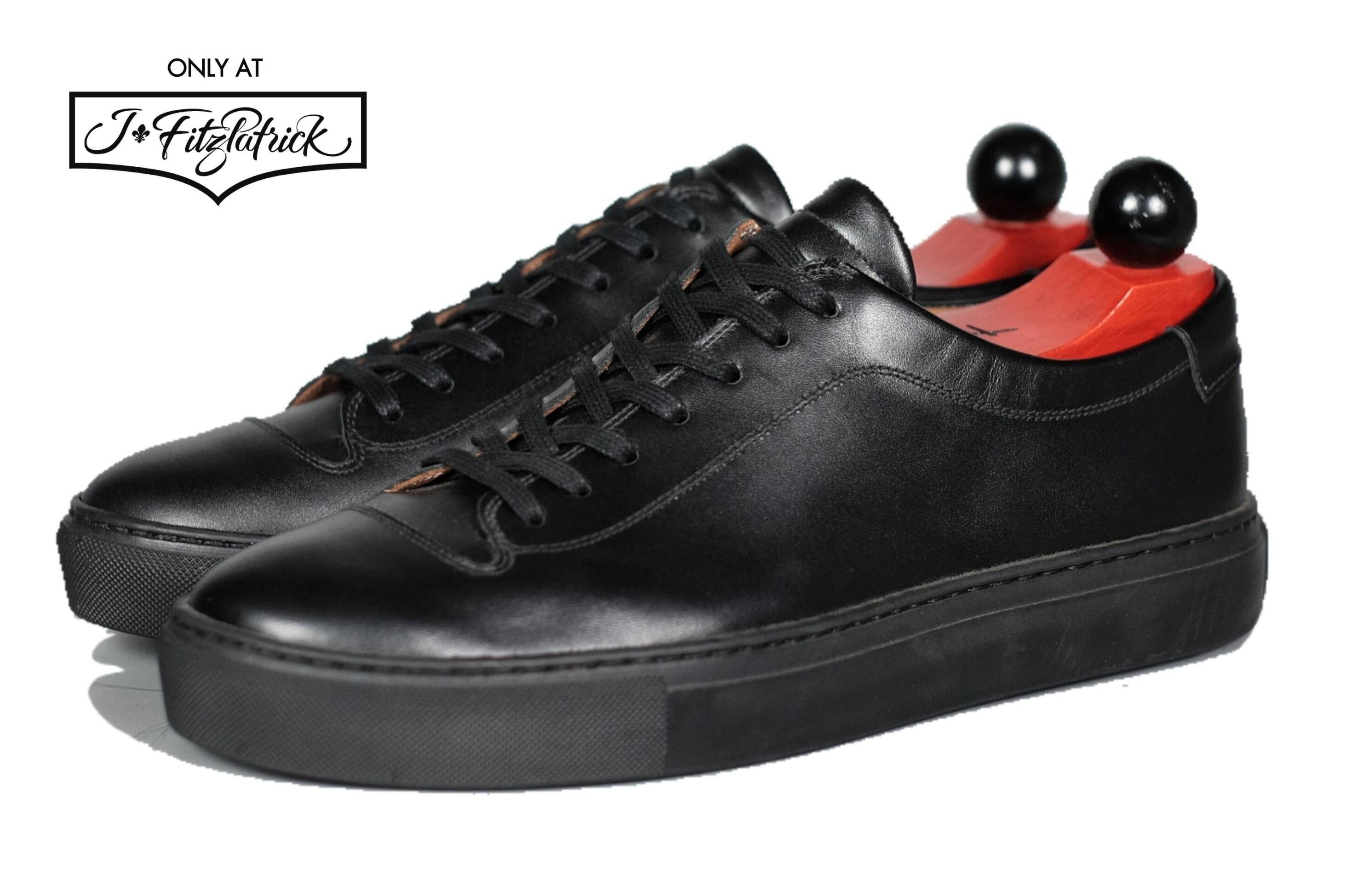 Olympia - Black Calf / Black Sole-Plimsoll Lace Up Laceup Sneakers-J.FitzPatrick Footwear