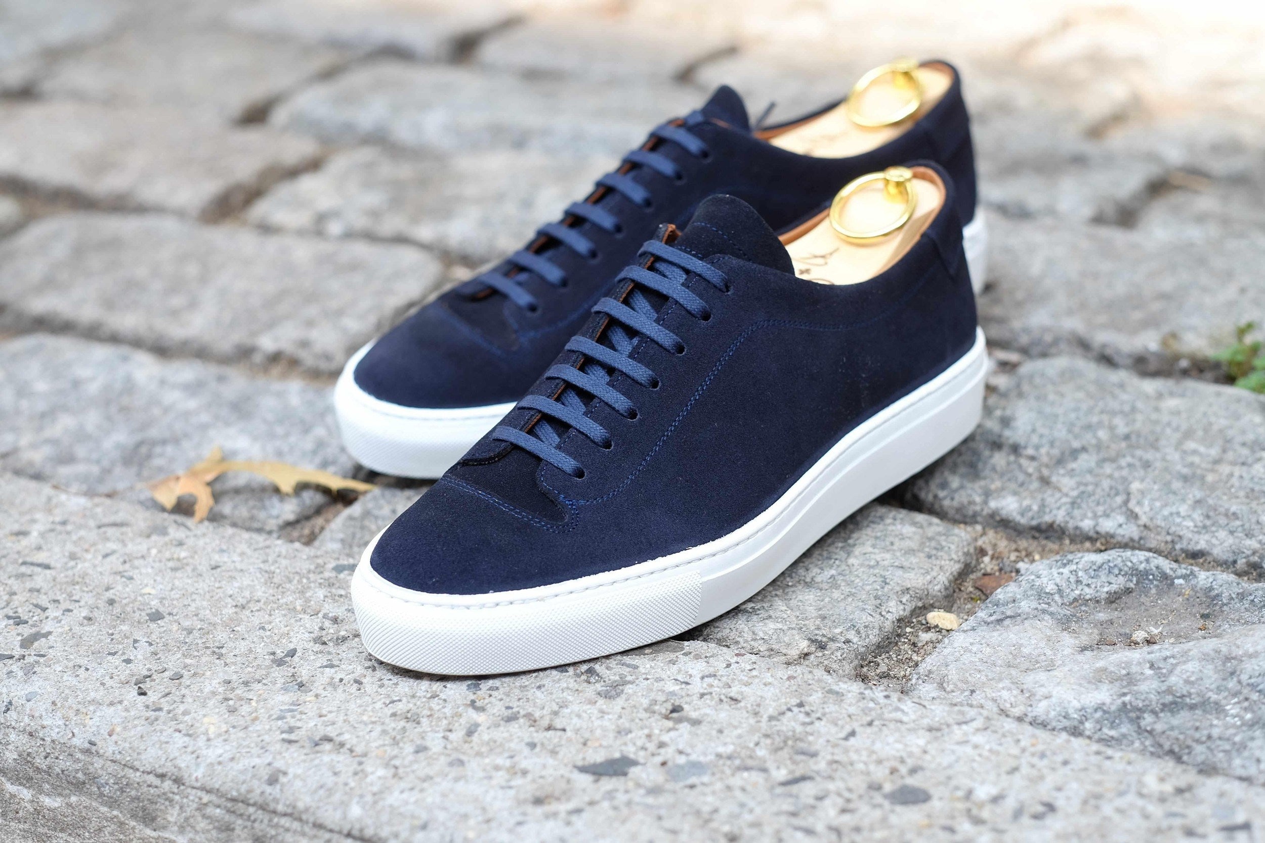 Olympia - Dark Sapphire Suede / White Sole-Plimsoll Lace Up Laceup Sneakers-J.FitzPatrick Footwear