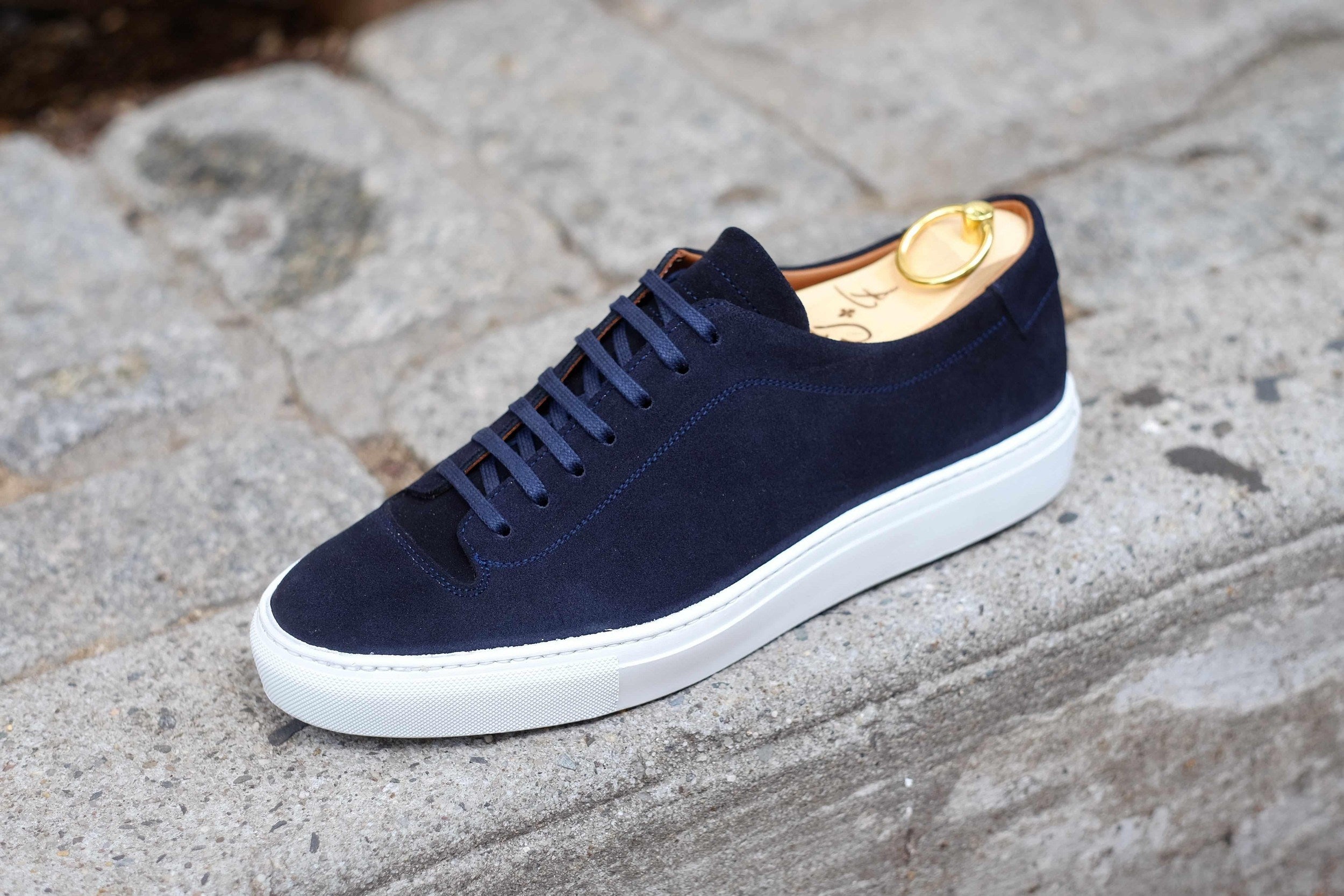 Olympia - Dark Sapphire Suede / White Sole-Plimsoll Lace Up Laceup Sneakers-J.FitzPatrick Footwear