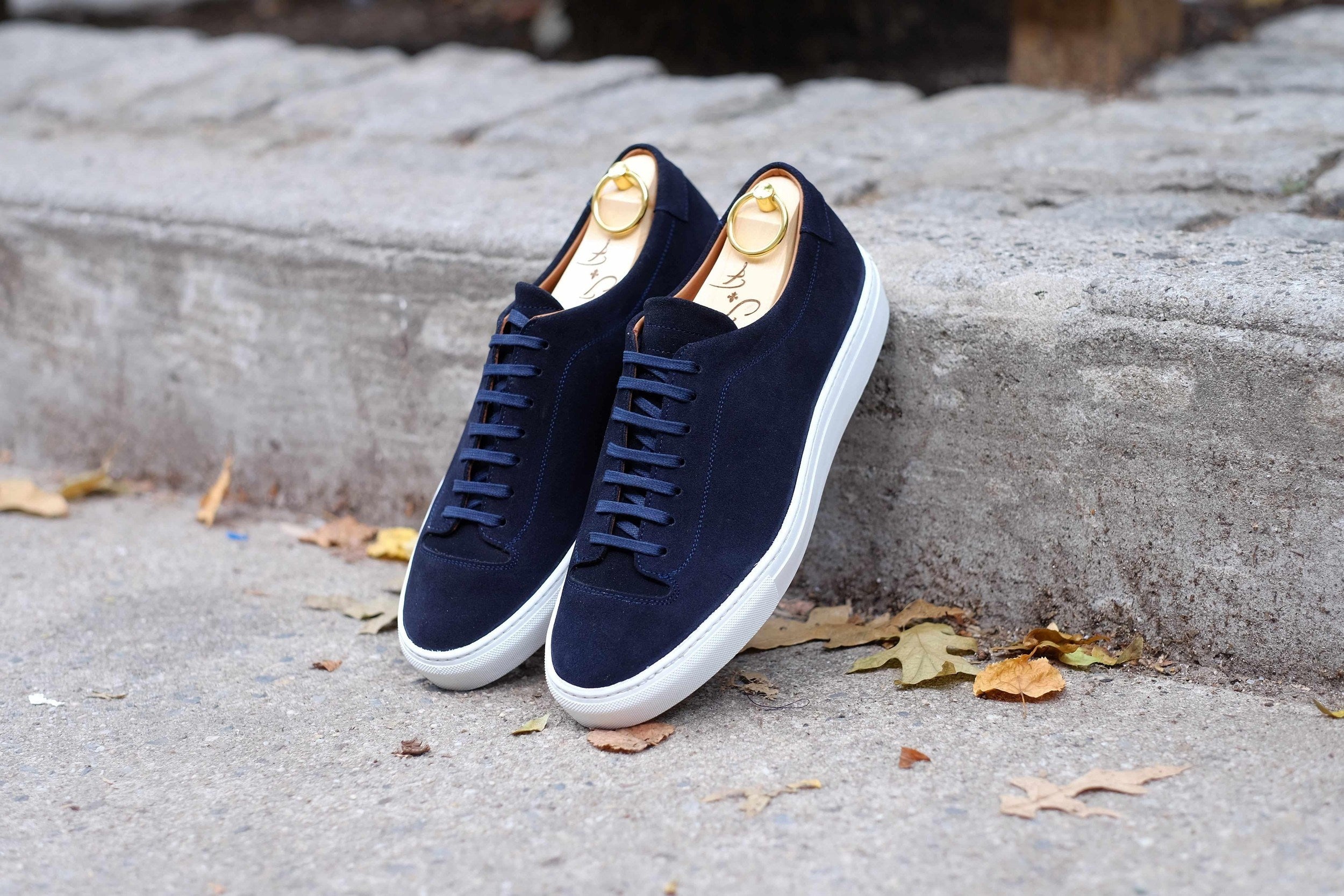 Olympia - Dark Sapphire Suede / White Sole-Plimsoll Lace Up Laceup Sneakers-J.FitzPatrick Footwear