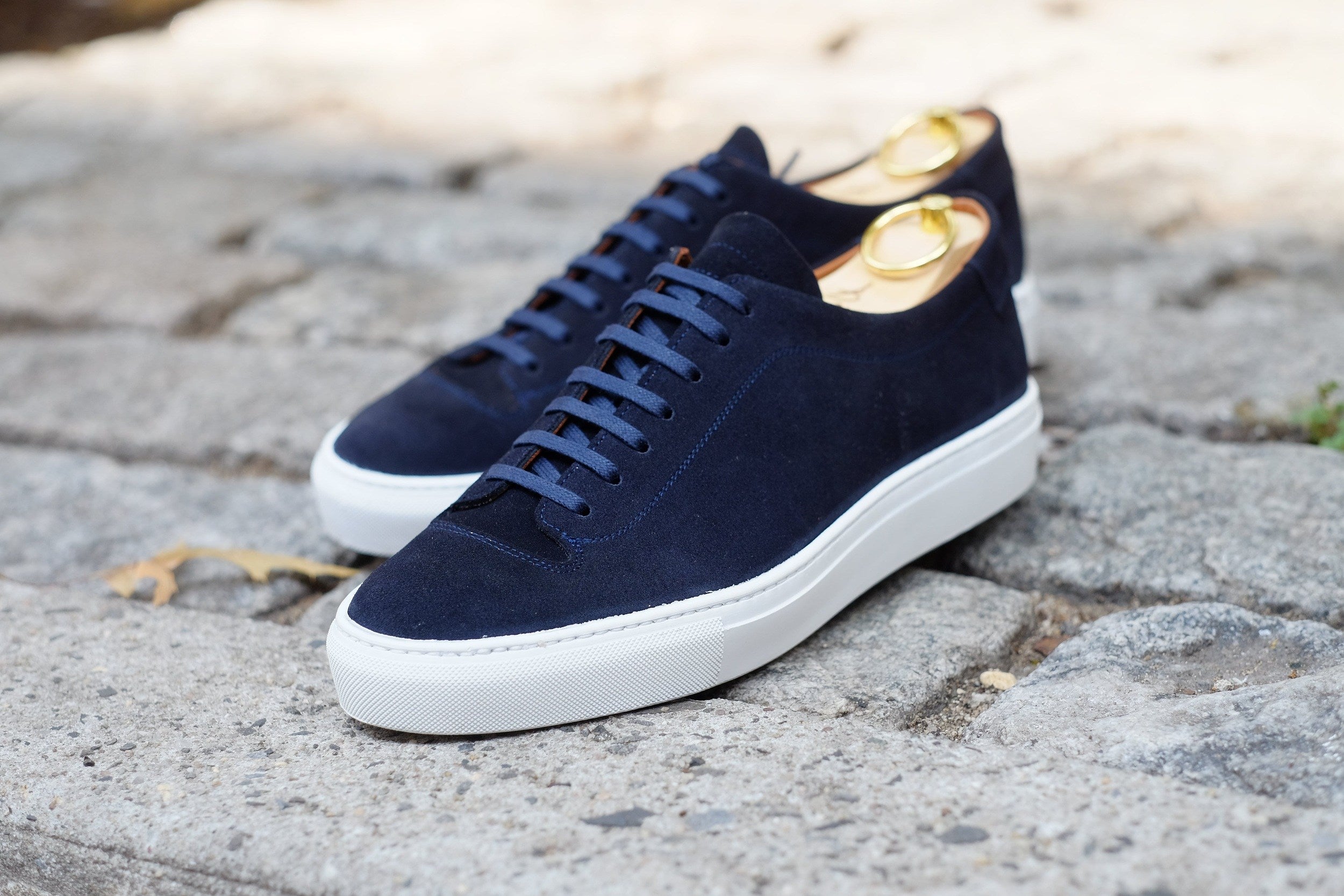 Olympia - Dark Sapphire Suede / White Sole-Plimsoll Lace Up Laceup Sneakers-J.FitzPatrick Footwear