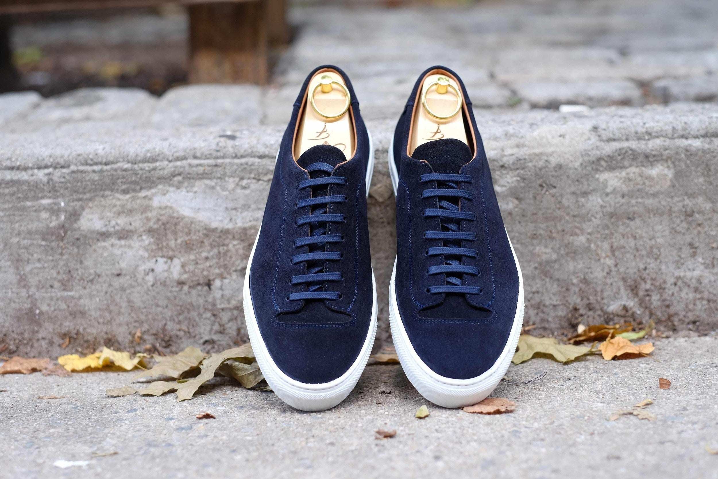 Olympia - Dark Sapphire Suede / White Sole-Plimsoll Lace Up Laceup Sneakers-J.FitzPatrick Footwear