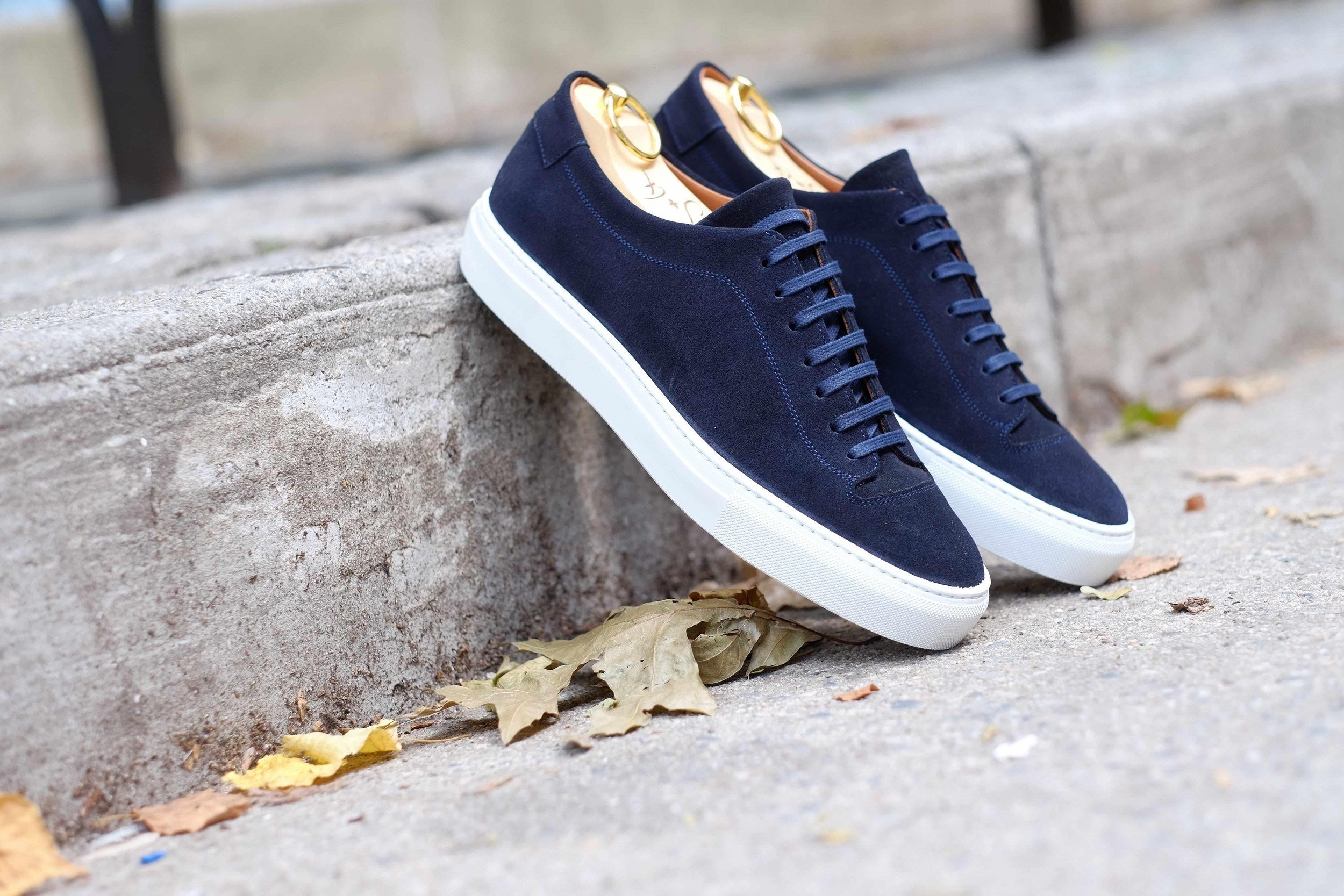 Olympia - Dark Sapphire Suede / White Sole-Plimsoll Lace Up Laceup Sneakers-J.FitzPatrick Footwear