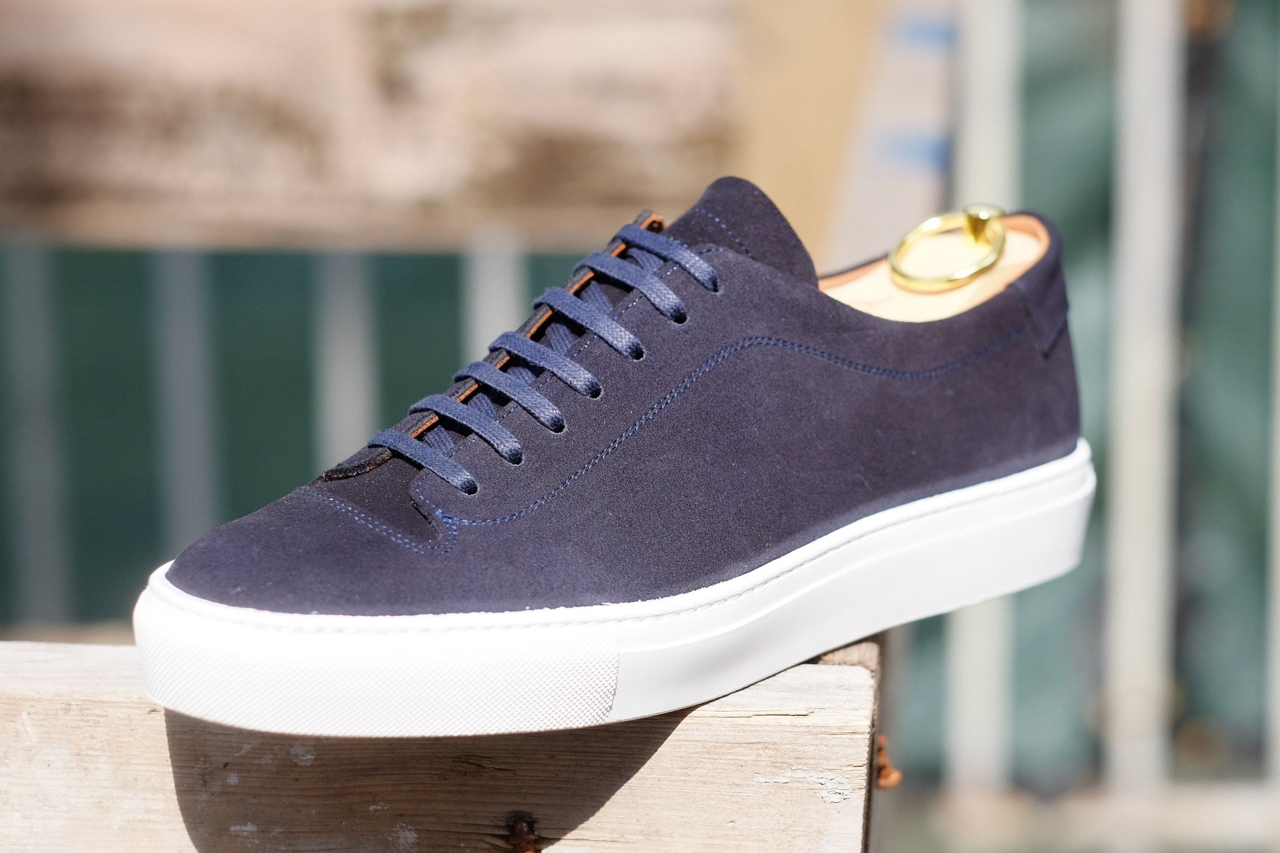 Olympia - Dark Sapphire Suede / White Sole-Plimsoll Lace Up Laceup Sneakers-J.FitzPatrick Footwear