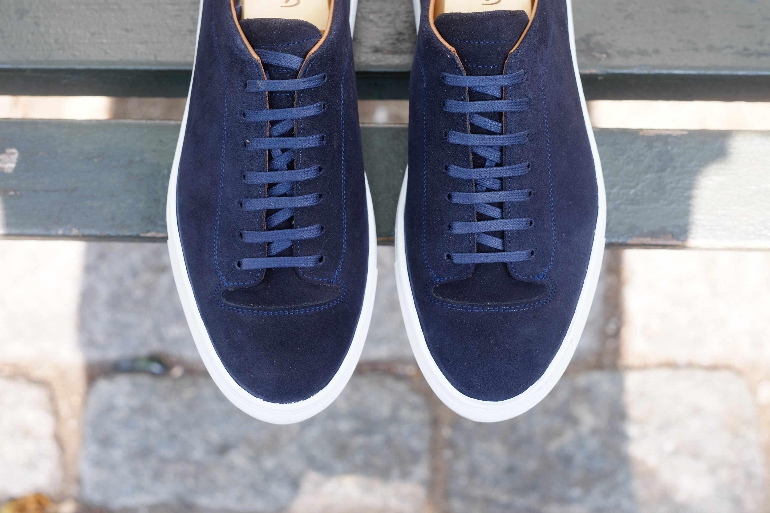 Olympia - Dark Sapphire Suede / White Sole-Plimsoll Lace Up Laceup Sneakers-J.FitzPatrick Footwear