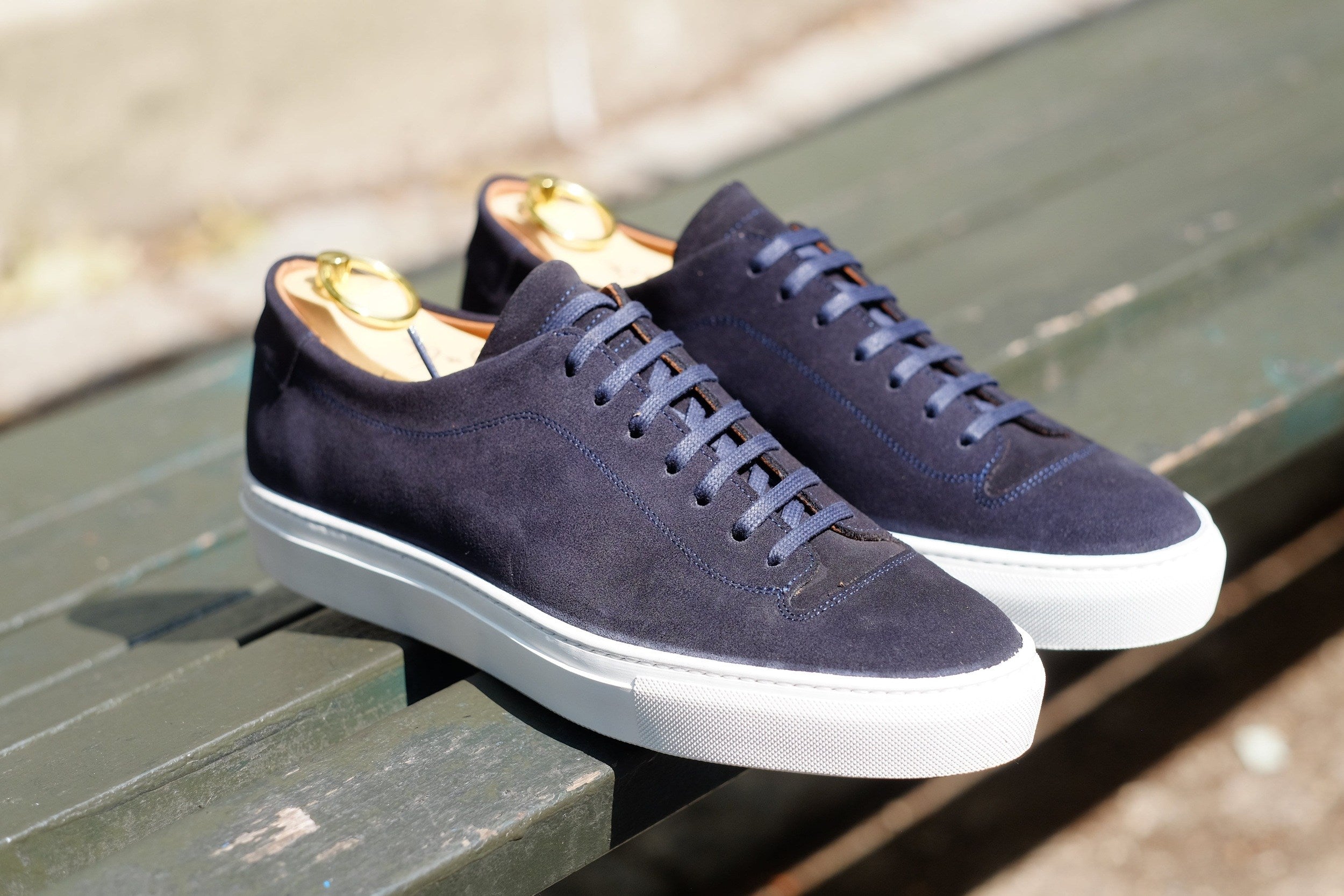 Olympia - Dark Sapphire Suede / White Sole-Plimsoll Lace Up Laceup Sneakers-J.FitzPatrick Footwear