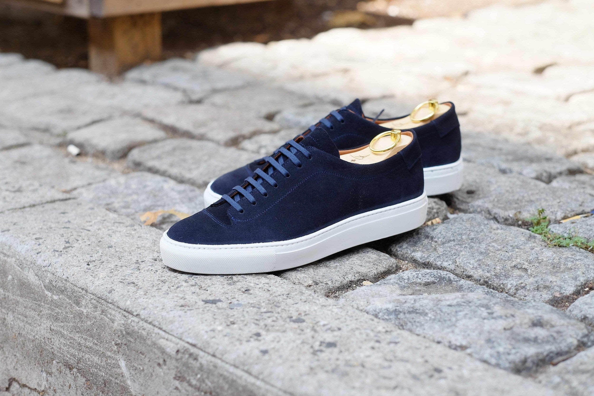 Olympia - Dark Sapphire Suede / White Sole-Plimsoll Lace Up Laceup Sneakers-J.FitzPatrick Footwear