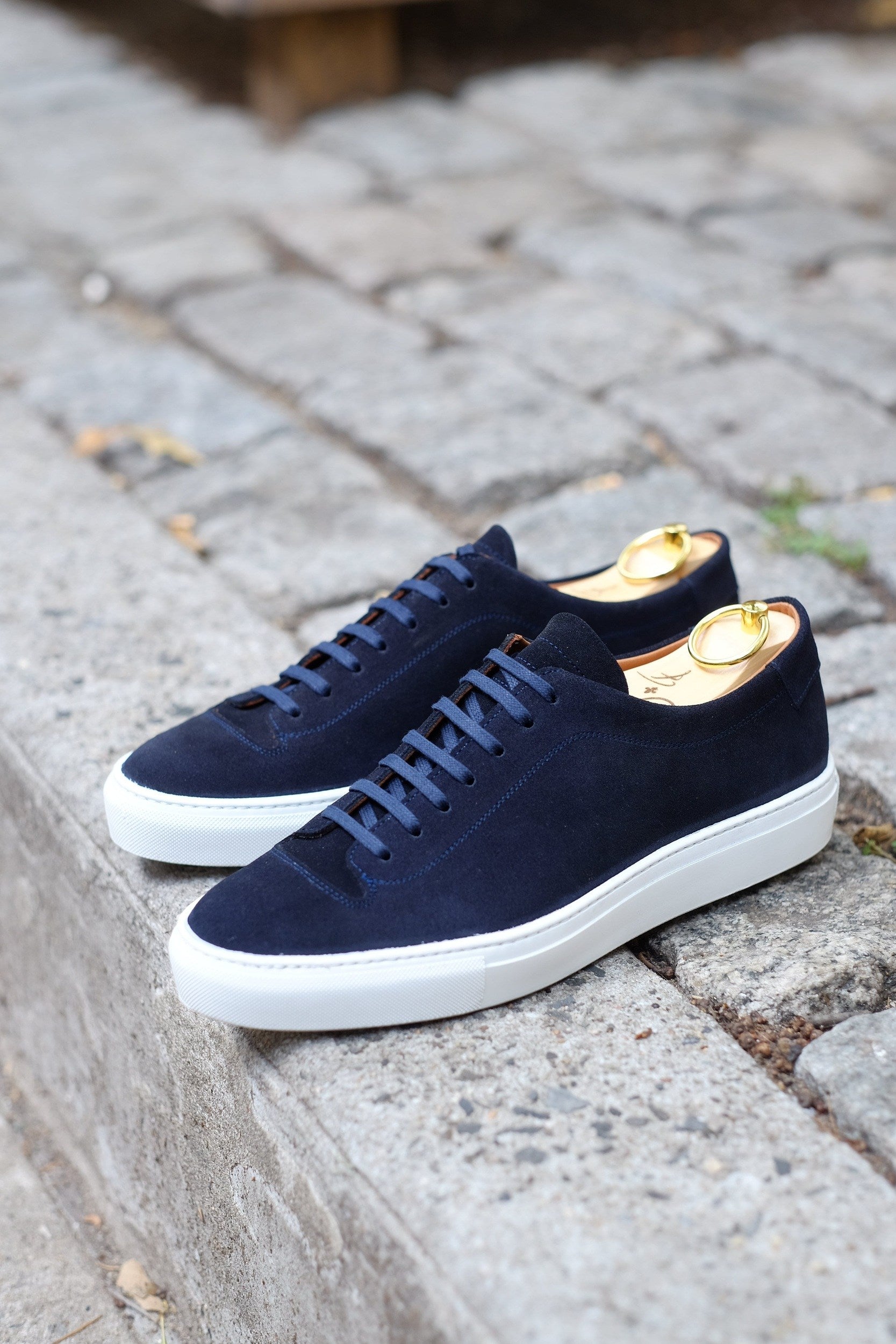 Olympia - Dark Sapphire Suede / White Sole-Plimsoll Lace Up Laceup Sneakers-J.FitzPatrick Footwear