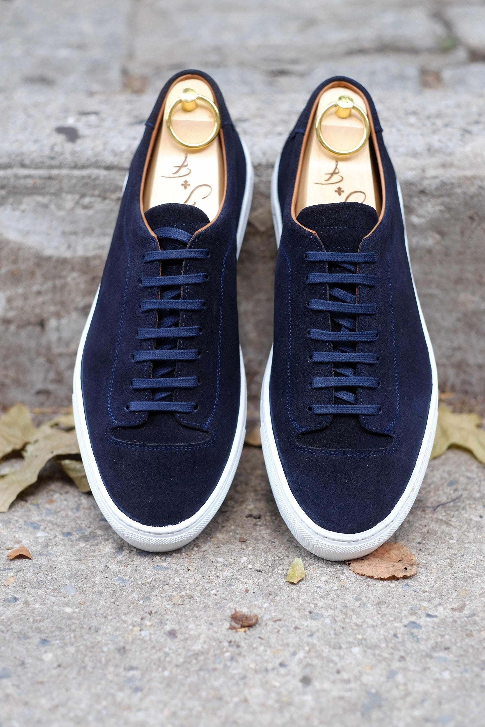 Olympia - Dark Sapphire Suede / White Sole-Plimsoll Lace Up Laceup Sneakers-J.FitzPatrick Footwear