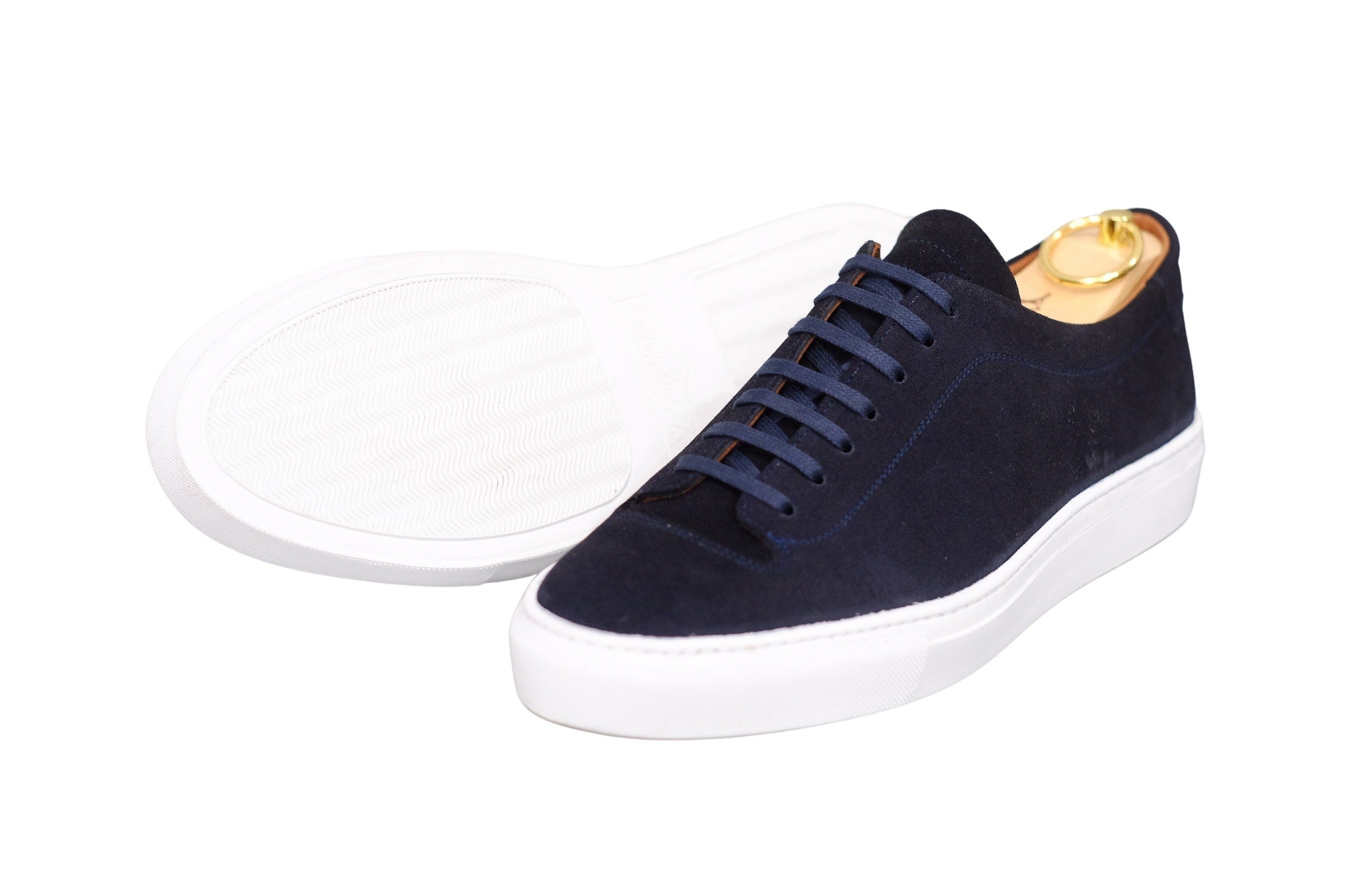 Olympia - Dark Sapphire Suede / White Sole-Plimsoll Lace Up Laceup Sneakers-J.FitzPatrick Footwear