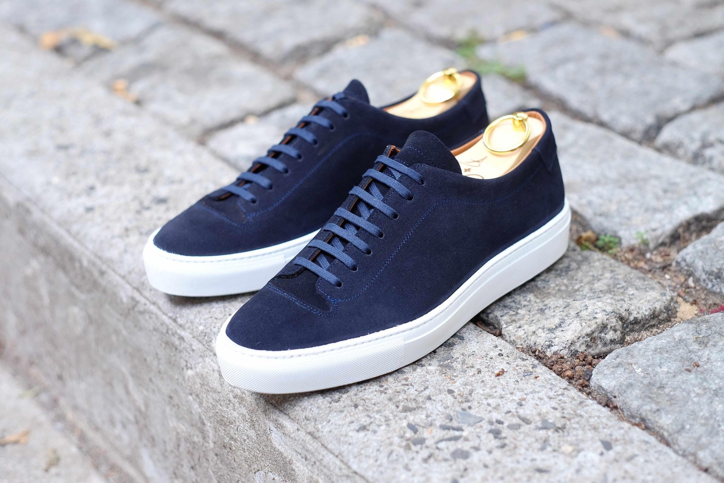 Olympia - Dark Sapphire Suede / White Sole-Plimsoll Lace Up Laceup Sneakers-J.FitzPatrick Footwear