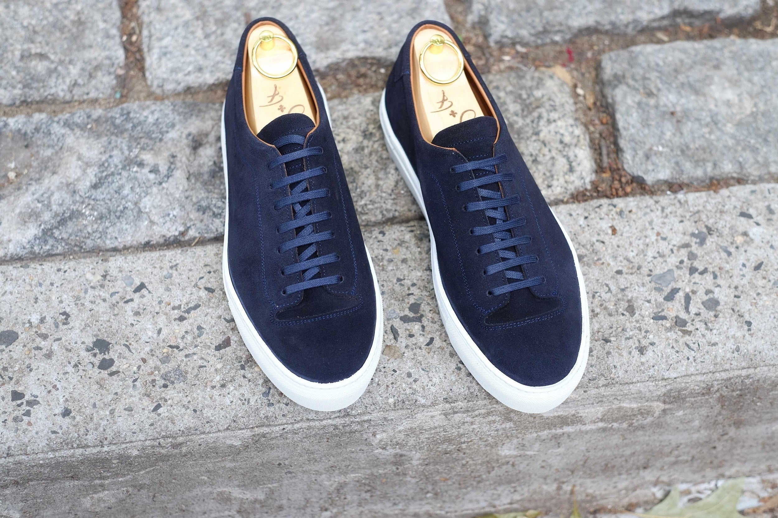 Olympia - Dark Sapphire Suede / White Sole-Plimsoll Lace Up Laceup Sneakers-J.FitzPatrick Footwear