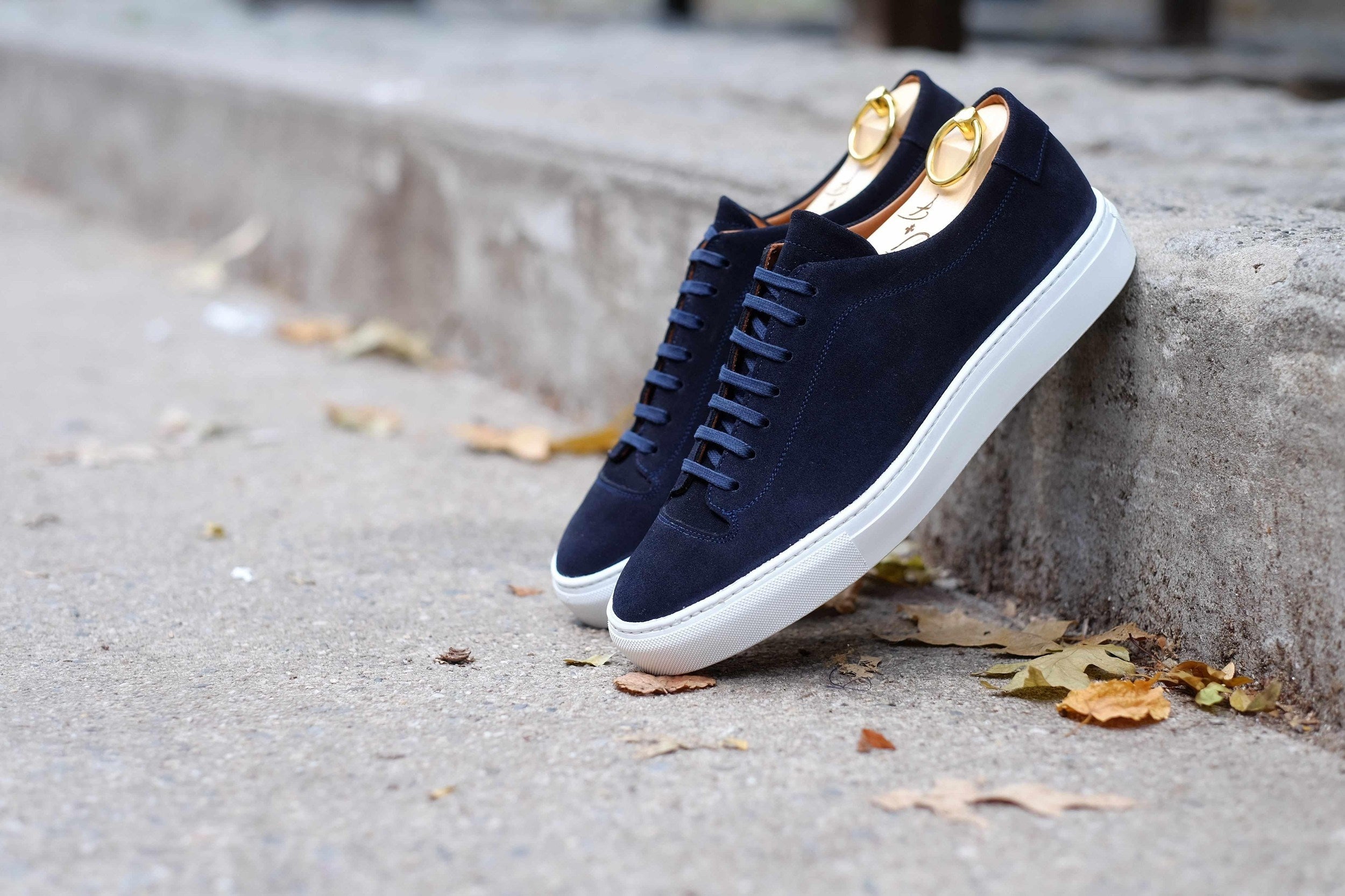 Olympia - Dark Sapphire Suede / White Sole-Plimsoll Lace Up Laceup Sneakers-J.FitzPatrick Footwear