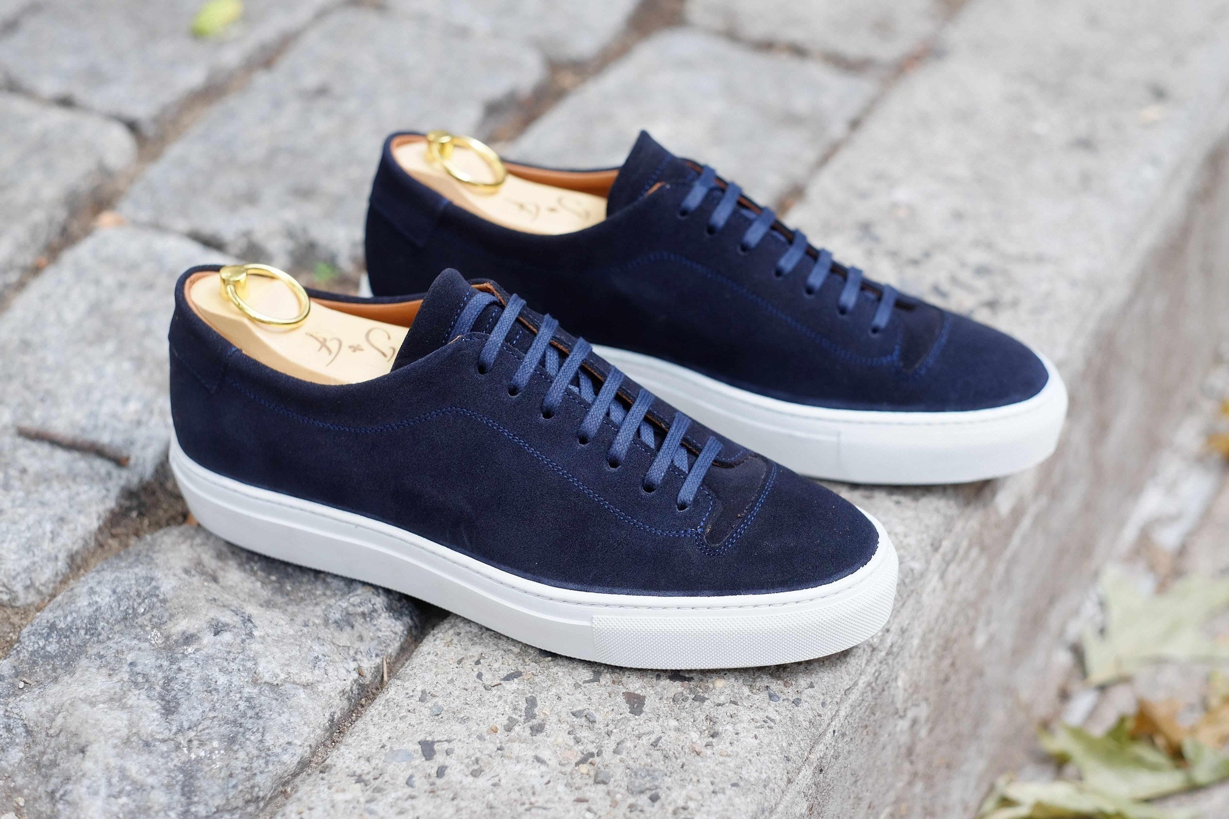 Olympia - Dark Sapphire Suede / White Sole-Plimsoll Lace Up Laceup Sneakers-J.FitzPatrick Footwear