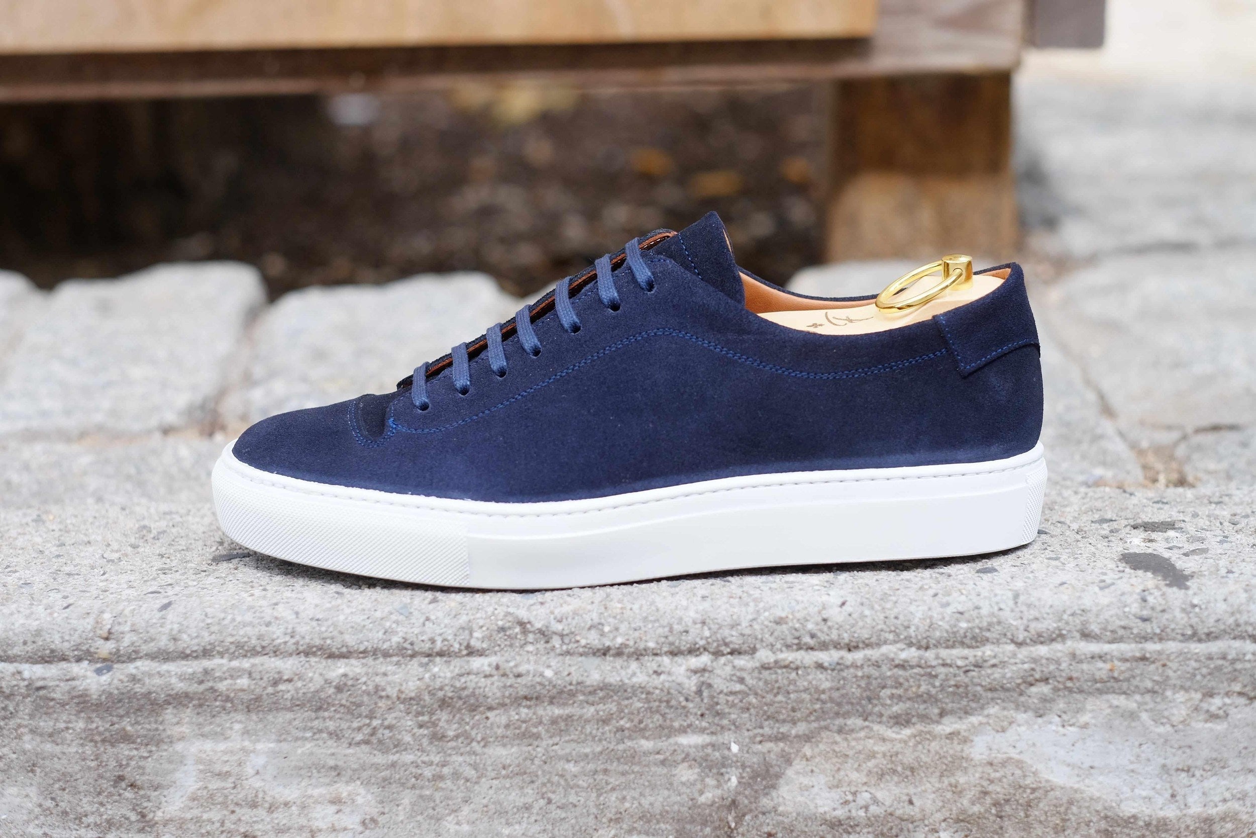 Olympia - Dark Sapphire Suede / White Sole-Plimsoll Lace Up Laceup Sneakers-J.FitzPatrick Footwear