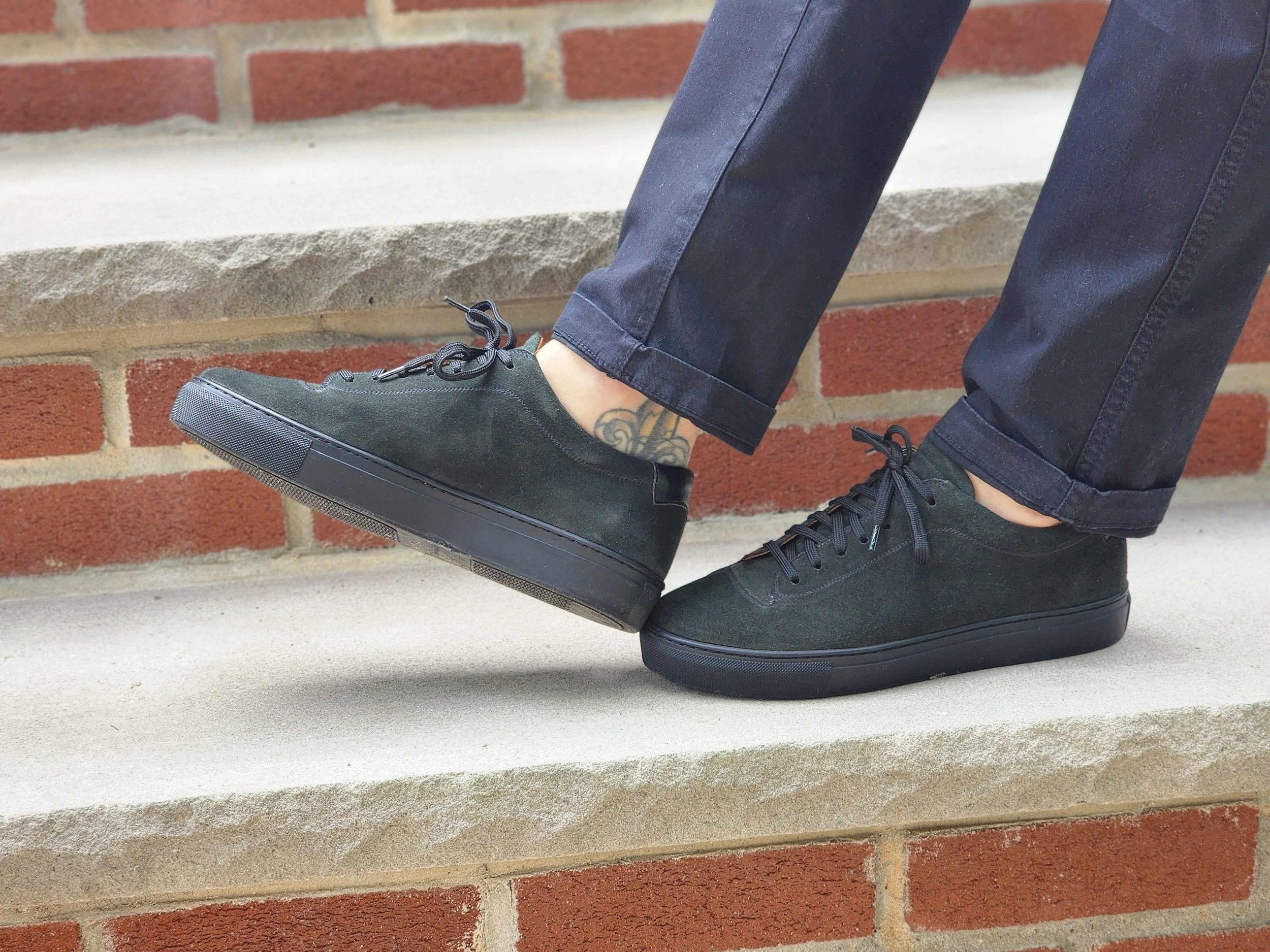 Olympia - Kale Suede / Black Sole-Plimsoll Lace Up Laceup Sneakers-J.FitzPatrick Footwear