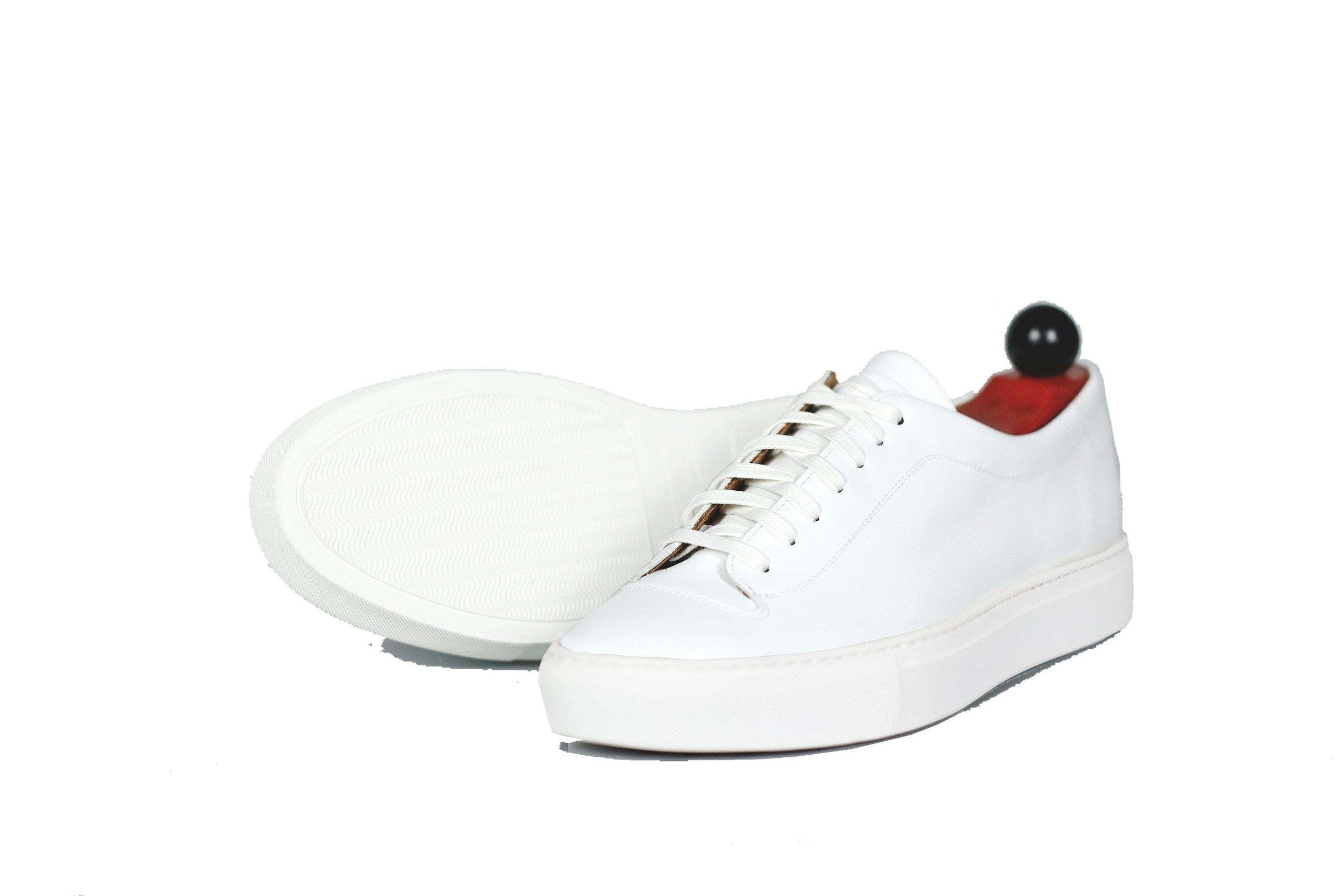 Olympia - White Calf / White Sole-Plimsoll Lace Up Laceup Sneakers-J.FitzPatrick Footwear