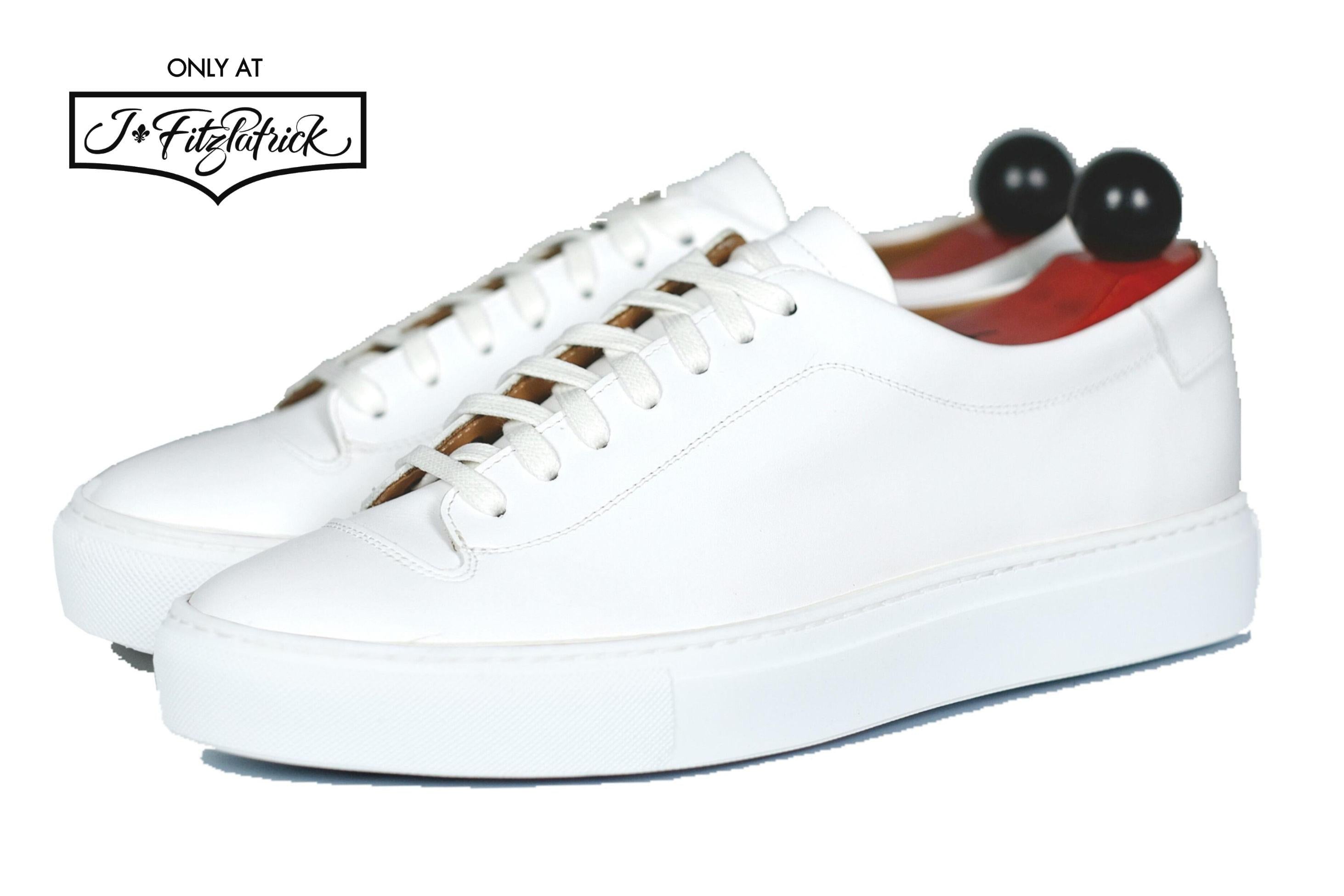 Olympia - White Calf / White Sole-Plimsoll Lace Up Laceup Sneakers-J.FitzPatrick Footwear