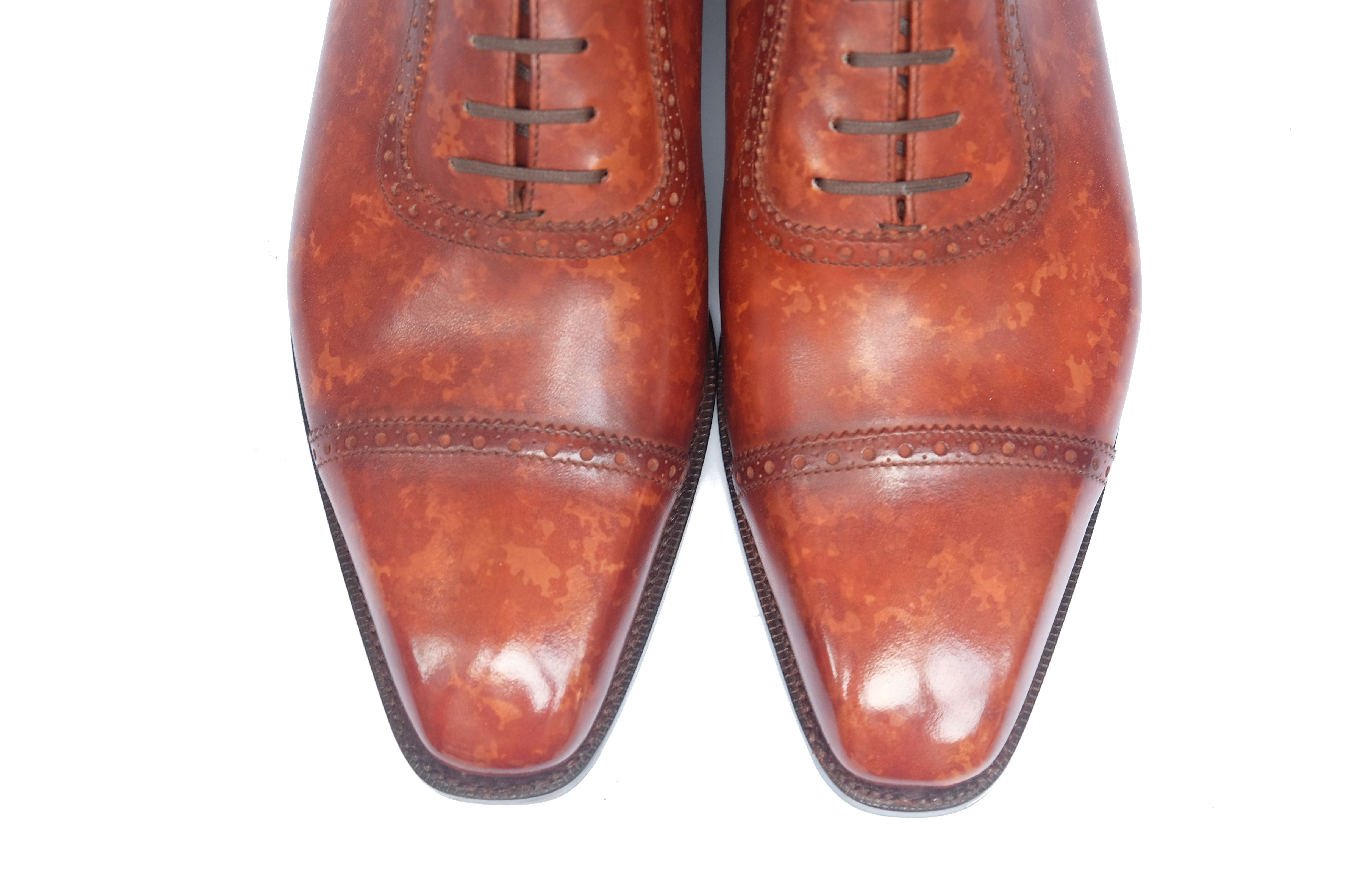 Palacio - MTO - Gold Marble Patina - MGF Last - Single Leather Sole-Made To Order Cap Toe Brogue Adelaide Oxfords-J.FitzPatrick Footwear