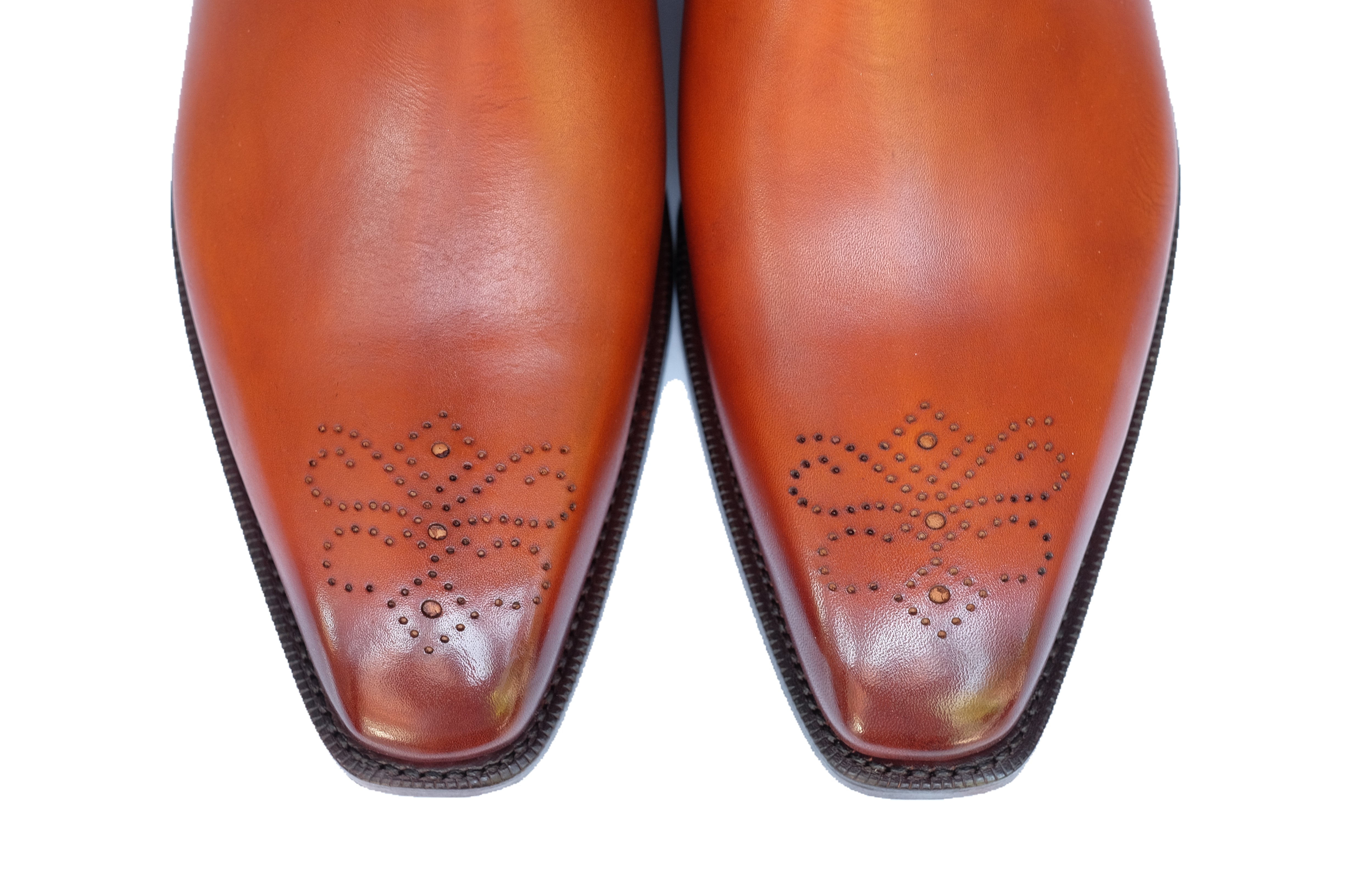 Pasco - MTO - Golden Tan Burnished - MGF Last - Single Leather Sole-Made To Order Chelsea Boot Medallion-J.FitzPatrick Footwear