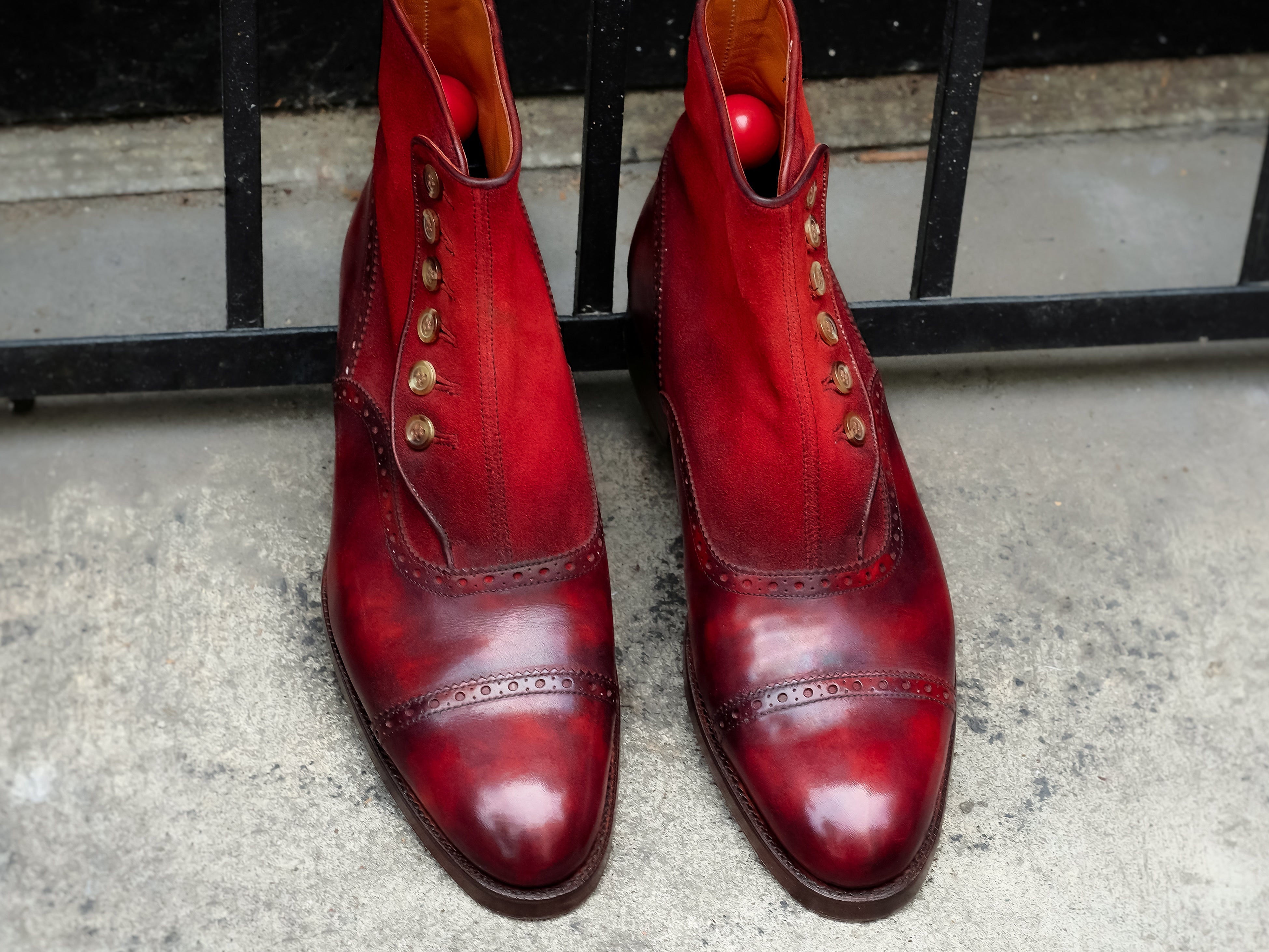 Patina Carnation - MTO - Puyallup Redux-Made To Order Button Boot Cap Toe Brogue-J.FitzPatrick Footwear