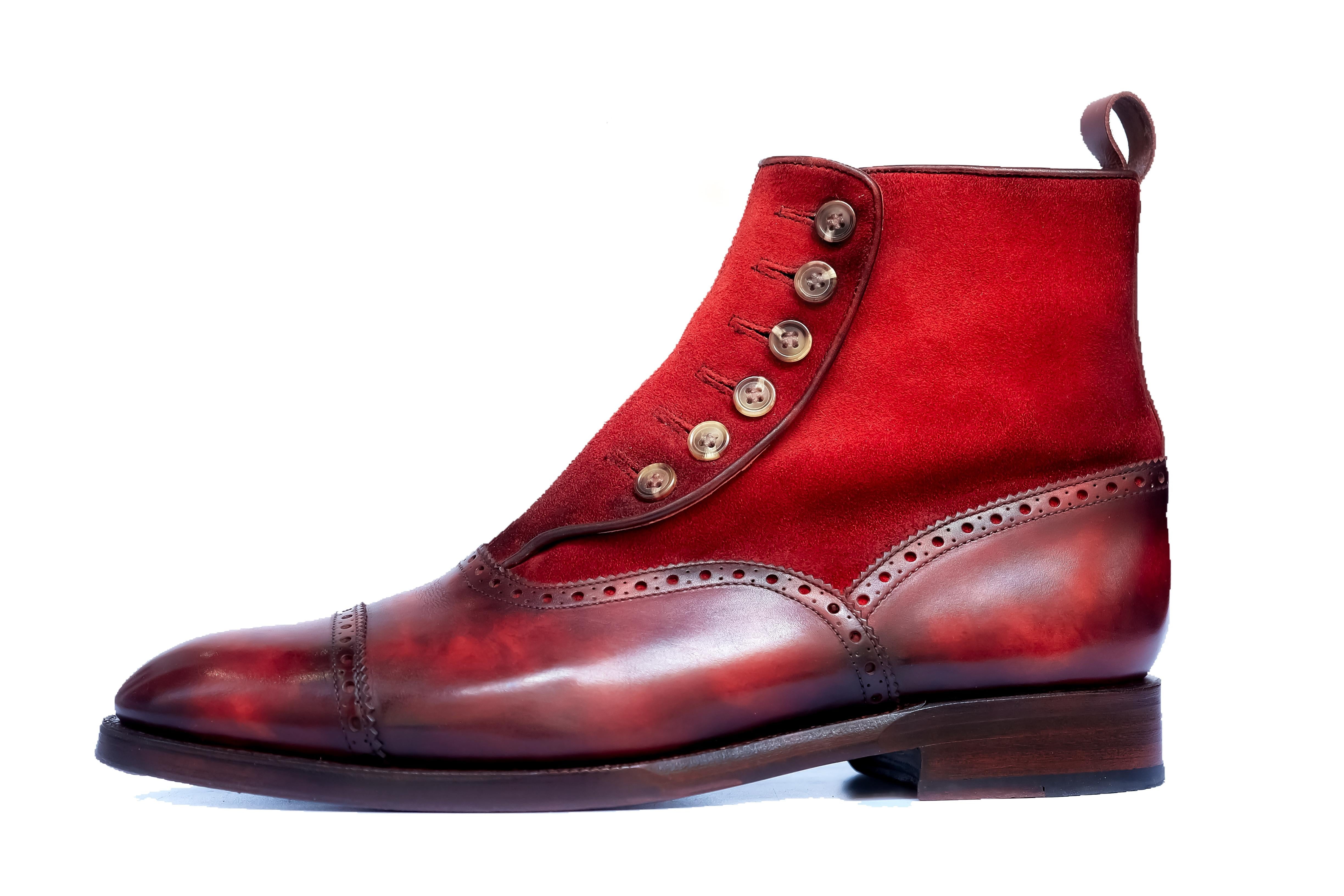 Patina Carnation - MTO - Puyallup Redux-Made To Order Button Boot Cap Toe Brogue-J.FitzPatrick Footwear