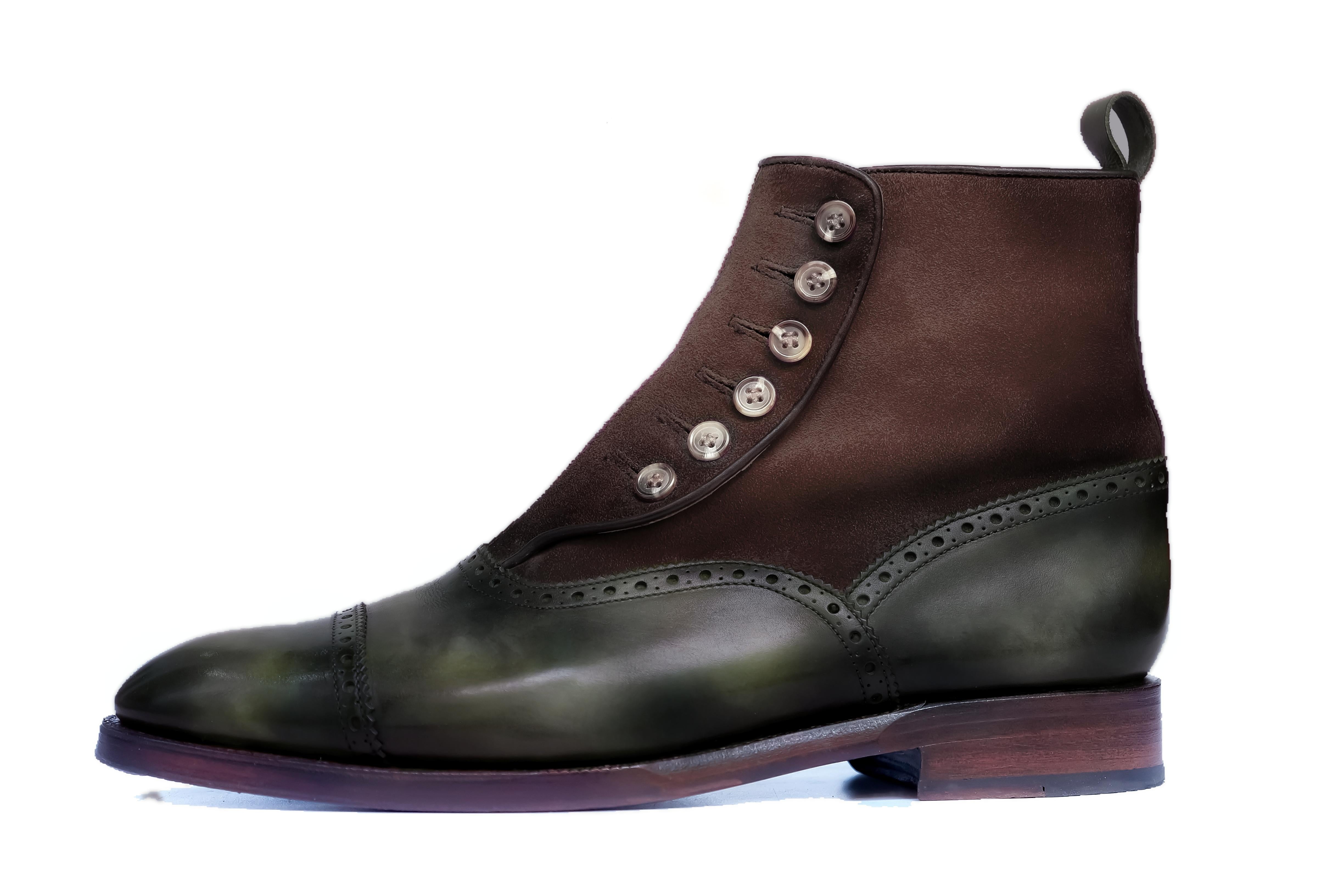 Patina Cattail - MTO - Puyallup Redux-Made To Order Button Boot Cap Toe Brogue-J.FitzPatrick Footwear