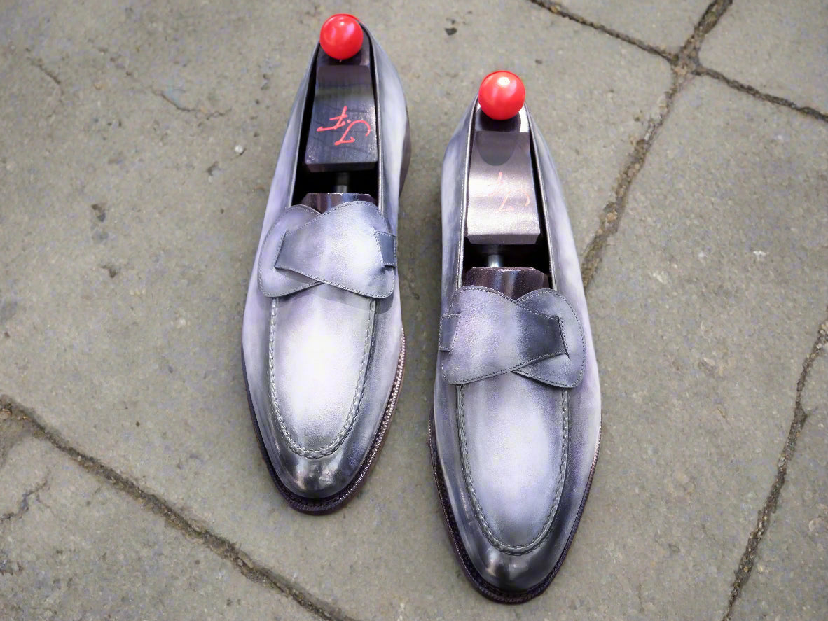Patina Grey Amethyst - MTO - Hawthorne-Made To Order Butterfly Loafer Custom Patina-J.FitzPatrick Footwear