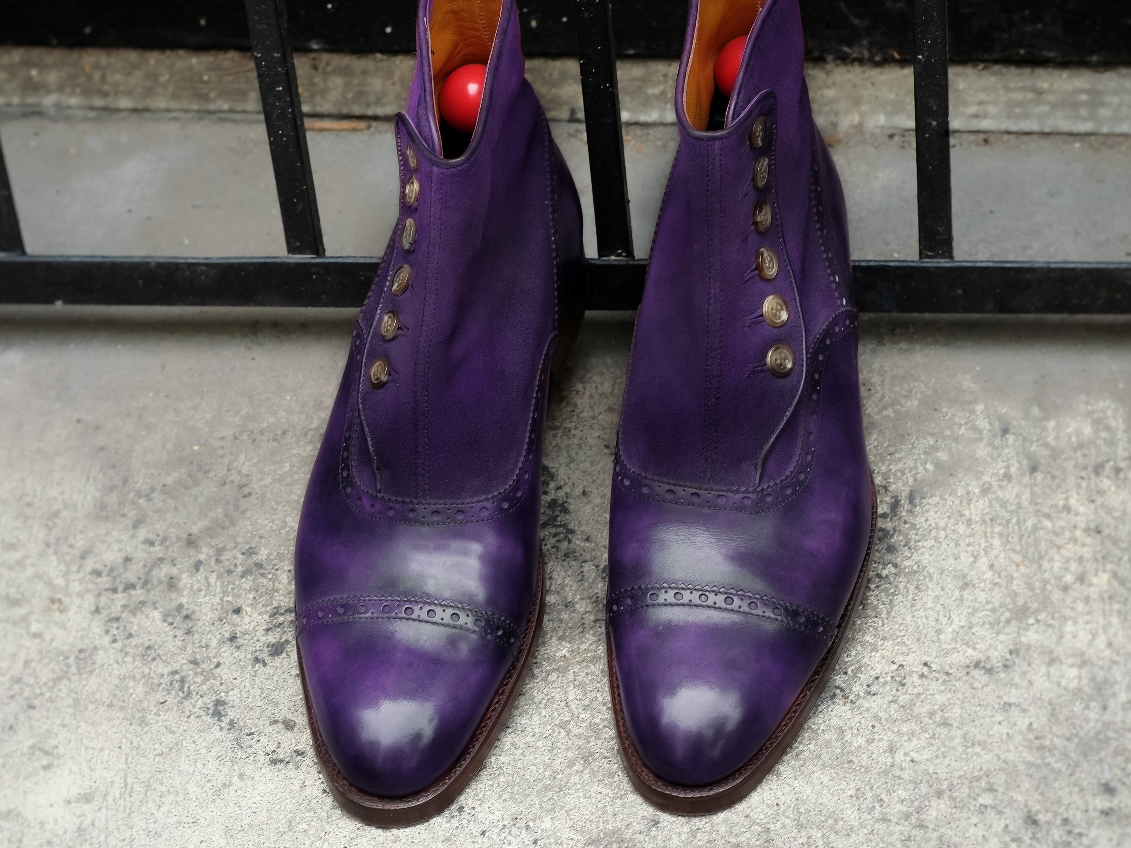 Patina Hyacinth - MTO - Puyallup Redux-Made To Order Button Boot Cap Toe Brogue-J.FitzPatrick Footwear