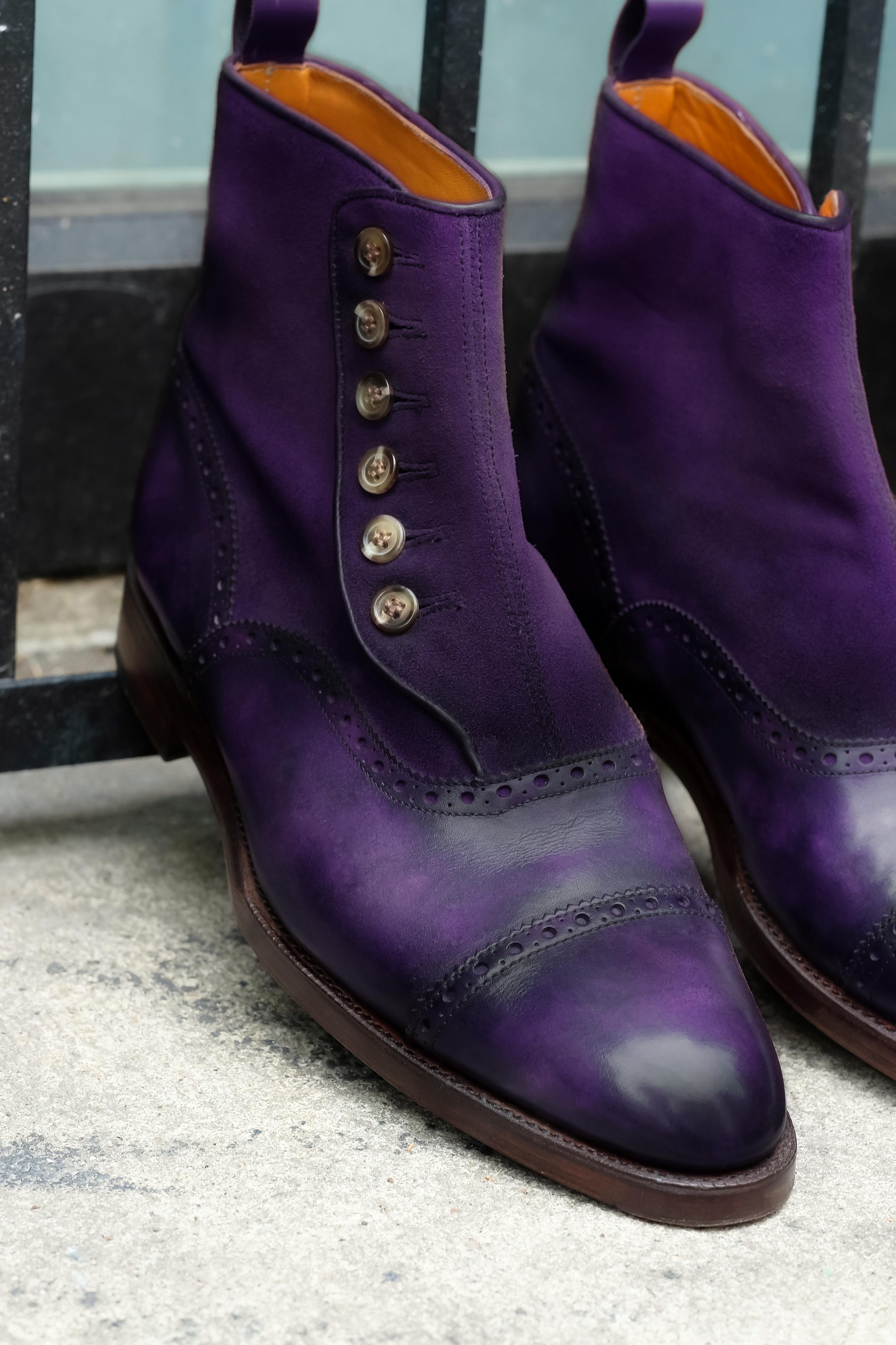 Patina Hyacinth - MTO - Puyallup Redux-Made To Order Button Boot Cap Toe Brogue-J.FitzPatrick Footwear