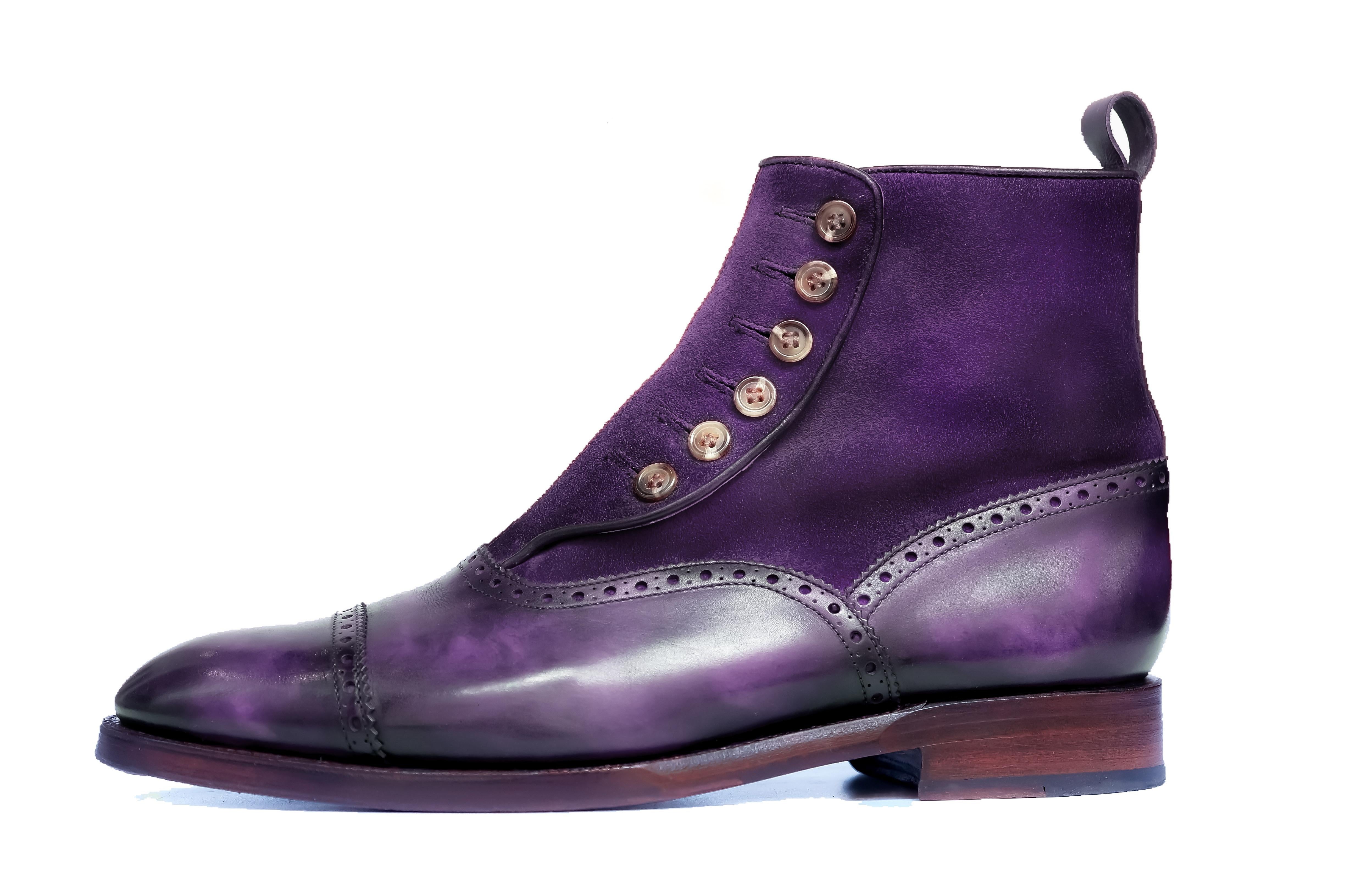 Patina Hyacinth - MTO - Puyallup Redux-Made To Order Button Boot Cap Toe Brogue-J.FitzPatrick Footwear