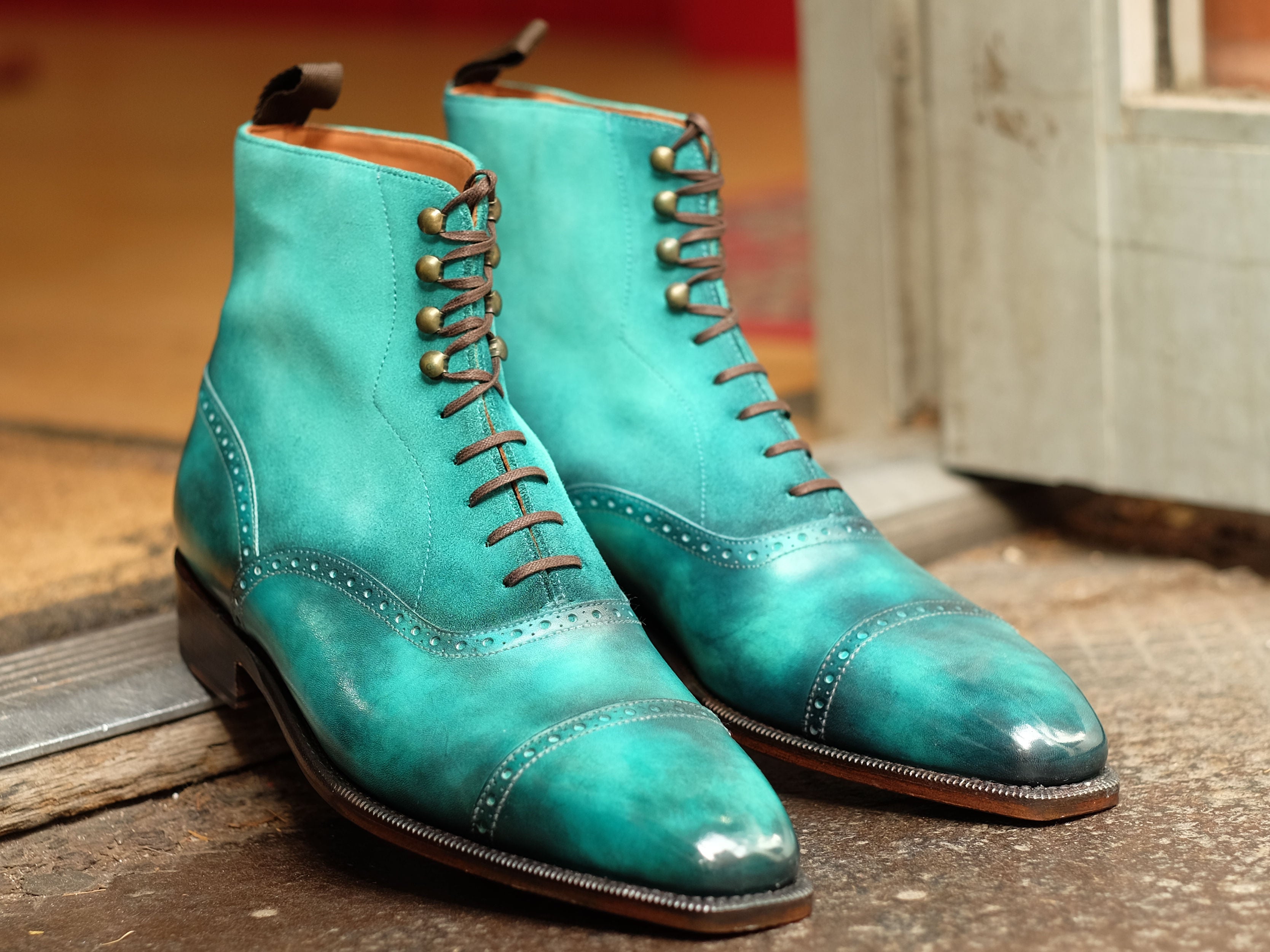 Patina Jade Vine - MTO - Seaview-Made To Order Lace Laceup Boots-J.FitzPatrick Footwear